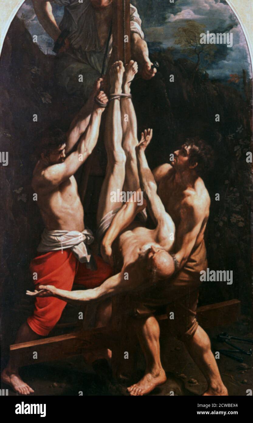Kreuzigung des hl. Petrus farbig, c1600-1642. Künstler: Guido Reni. Guido Reni (1575-1642) war ein italienischer Maler des Barock. Stockfoto