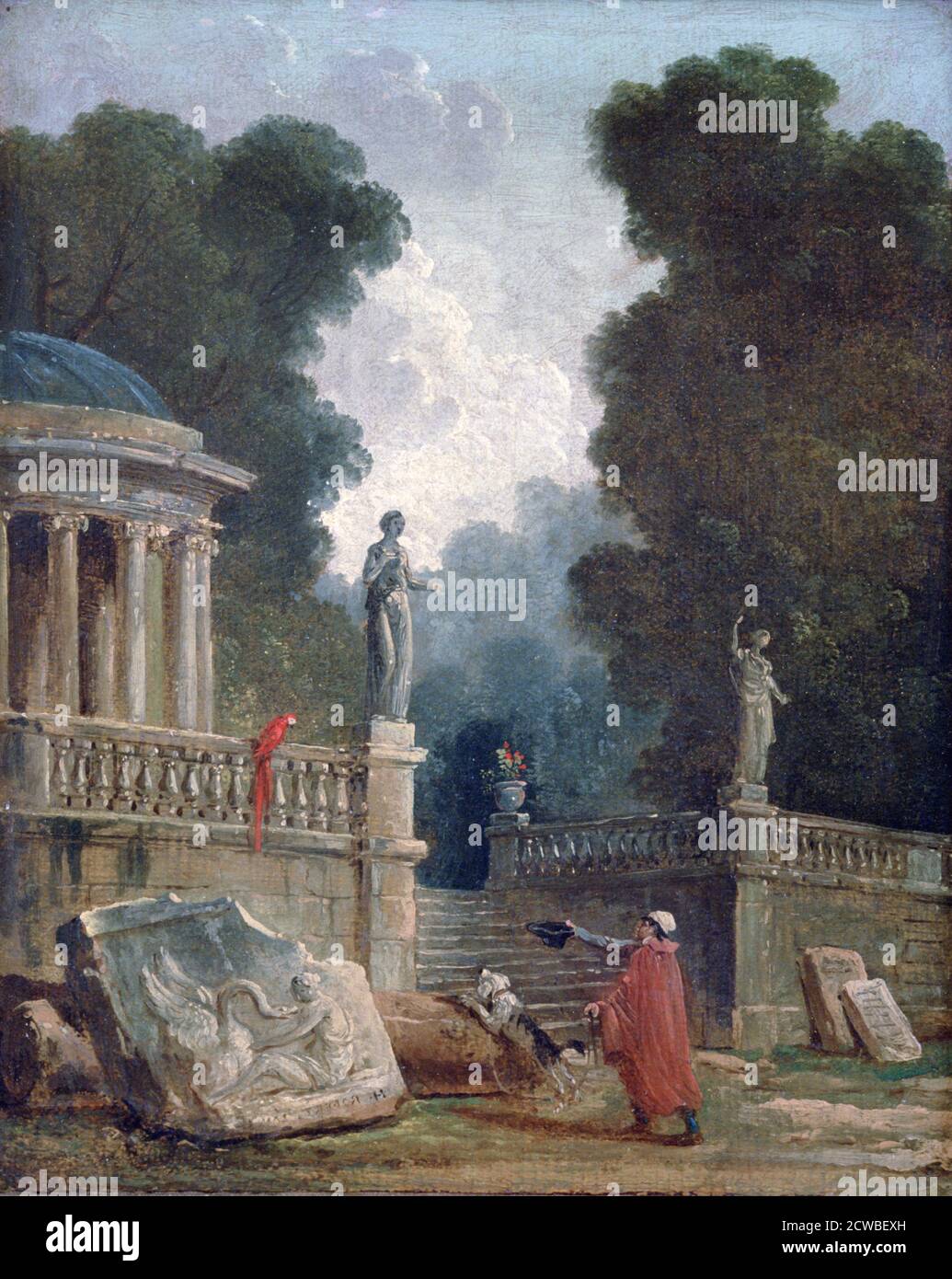 Der Bettler und der Papagei', c1750-1808, Künstler: Hubert Robert. Hubert Robert (1733-1808) war ein französischer Rokoko-Maler. Stockfoto