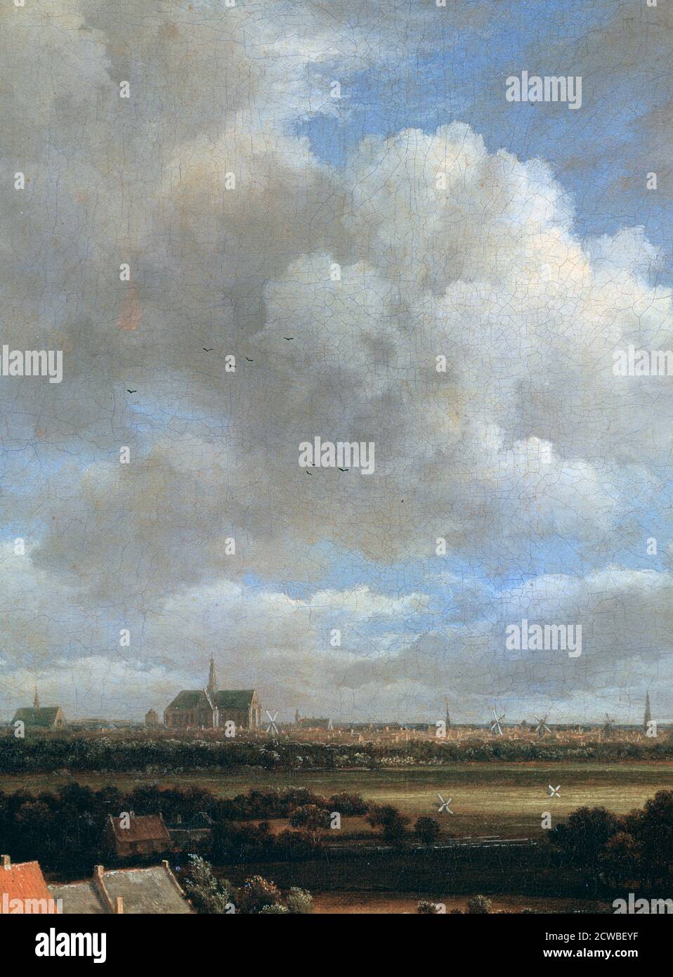 Ansicht von Haarlem', (Detail), c1670. Künstler: Jacob van Ruisdael. Jacob van Ruisdael galt als herausragender Landschaftsmaler des Goldenen Zeitalters der Niederlande, einer Zeit großen Reichtums und kultureller Errungenschaften. Stockfoto