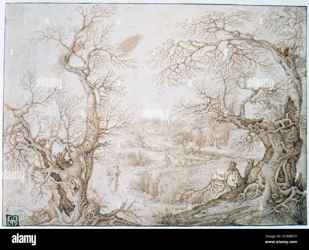 Winter Landscape', c1565-1602 Künstler: Jacob Savery I. Jacob Savery (1566-1603) war ein Flämischer und gelernter Maler, Radierer und Zeichner. Stockfoto