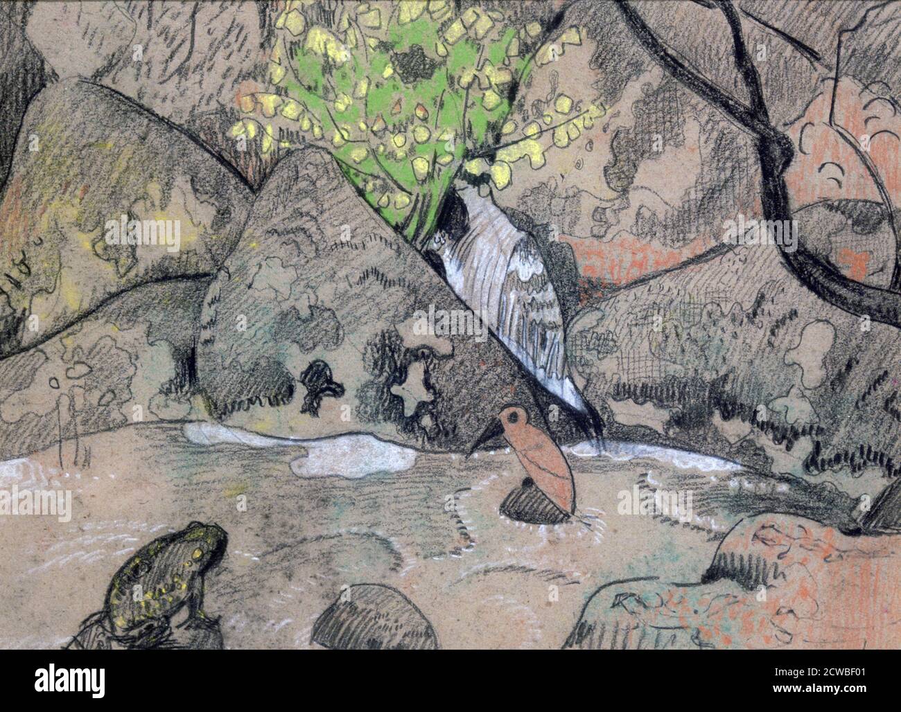 Landschaft mit einem Vogel und einer Kröte', c1883-1927. Künstler: Paul Serusier. Paul Serusier(1864-1927) war ein französischer Maler, der ein Pionier der abstrakten Kunst und eine Inspiration für die Avantgarde-Nabis-Bewegung war. Stockfoto