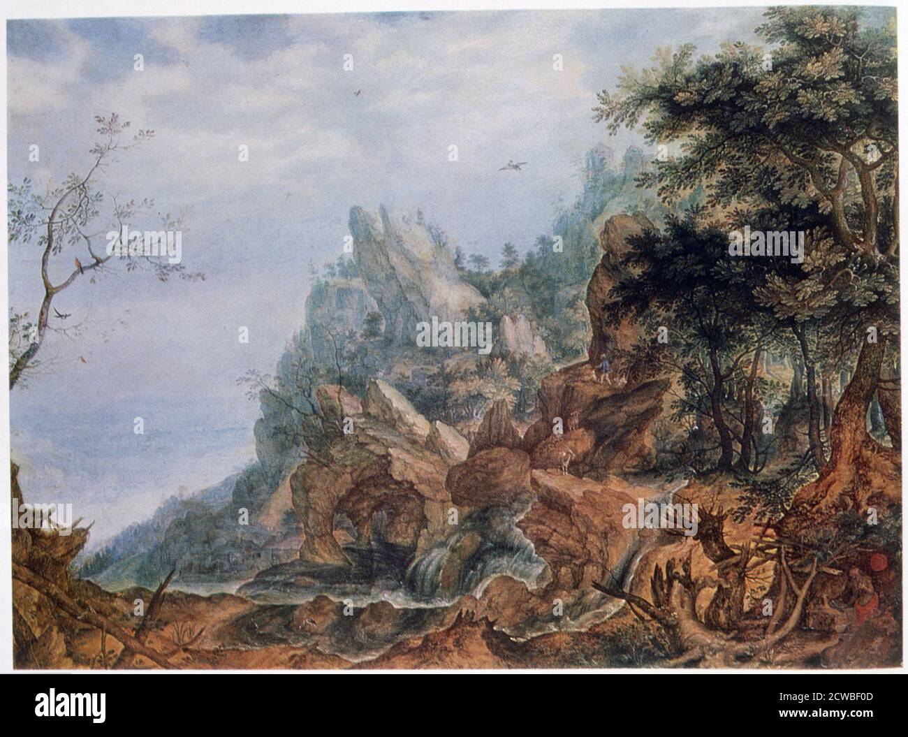 St Jerome in a Rocky Landscape', c1596-1639. Künstler: Roelandt Savery. Roelant Savery (1576-1639) war ein in Flandern geborener holländischer Maler des Goldenen Zeitalters. Stockfoto