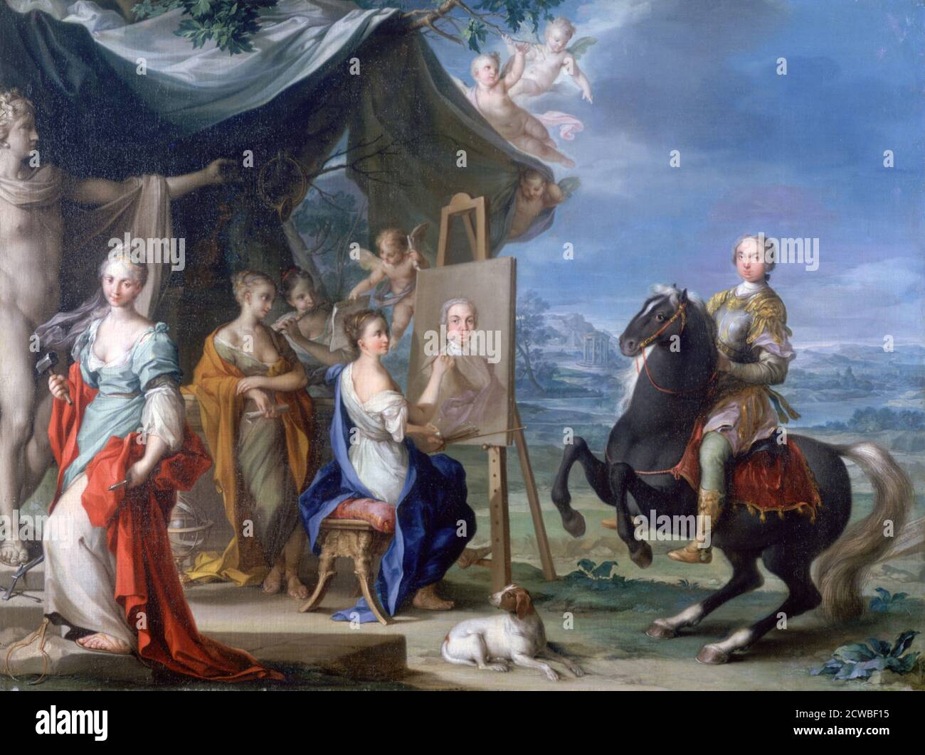 Pferdeportrait eines Adligen.. Als Beschützer der Künste', c1699-1748. Künstler: Ignaz Stern Stockfoto