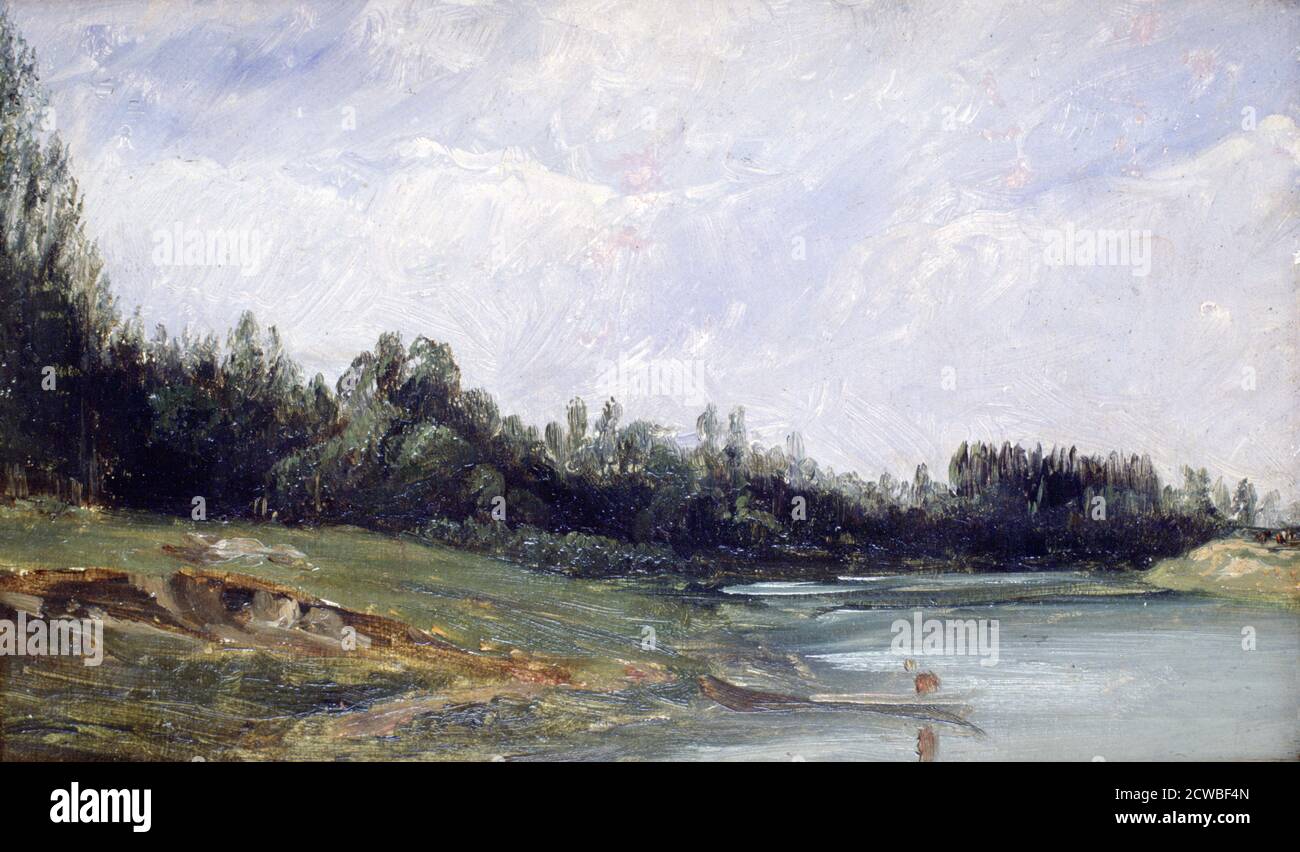 Landschaft am Rande des Wassers', c1823-1869. Künstler: Paul Huet. Paul Huet (1803-1869) war ein französischer Maler und Grafiker, geboren in Paris. Er studierte bei Guerin. Stockfoto