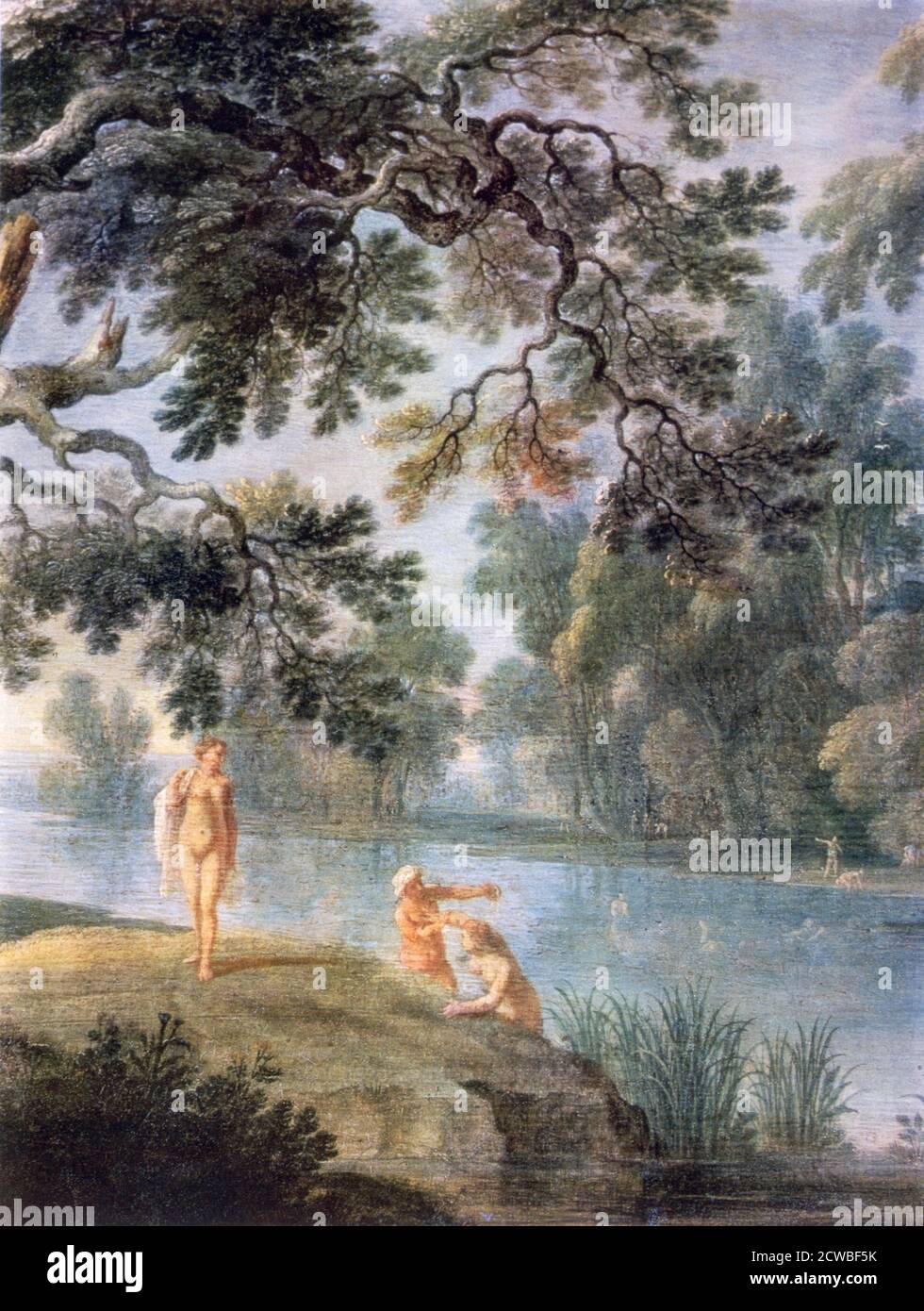 Nymphs Bathing', (Detail), c1620-1652. Künstler: Alexander Keirincx. Alexander Keirincx(1600-1652) war ein flämischer Landschaftsmaler, der für seine bewaldeten Landschaften mit Figuren sowie seine Gemälde englischer Burgen und Landhäuser bekannt ist. Stockfoto