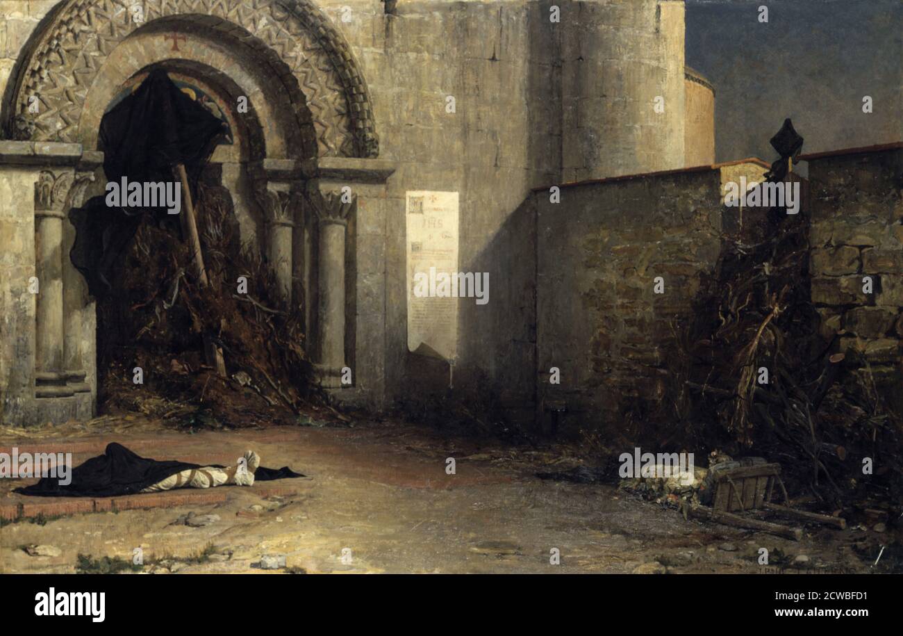 The Interdict', 1875 von Jean-Paul Laurens. Vom Musée des Beaux Arts, Le Havre, Frankreich. Stockfoto