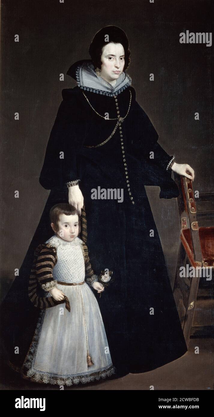 Dona Antonia Ifenarrietta and her Son', 1631 von Diego Velazquez. Vom Museo del Prado, Madrid. Stockfoto