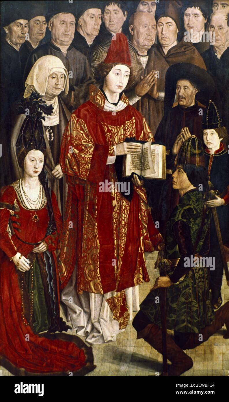 Altarbild von St. Vincent, 1460 von Nuno Goncalves. Vom Museu Nacional de Arte Antiga, Lissabon, Portugal. Stockfoto