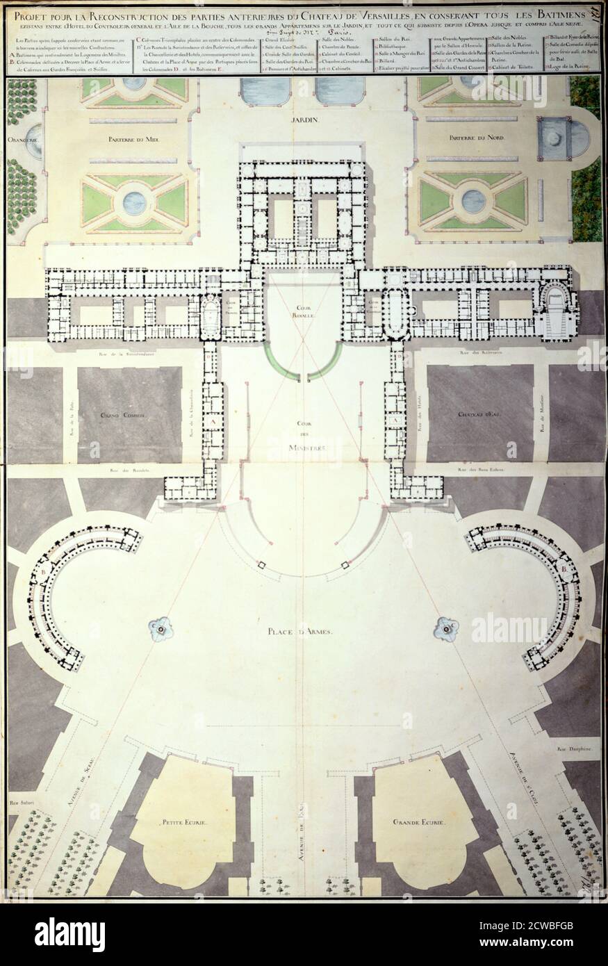 Pläne für die Umwandlung von Versailles, Frankreich, 1780. Von der Abteilung Architektur, Chateau de Versailles, Frankreich. Stockfoto