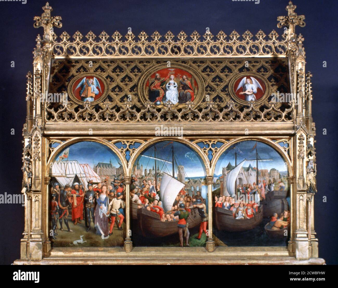 St. Ursula Shrine', 1489, Künstler: Hans Memling. Hans Memling war der führende Künstler in Brügge. Sein Werk ist stark von Rogier van der Weyden beeinflusst. Stockfoto