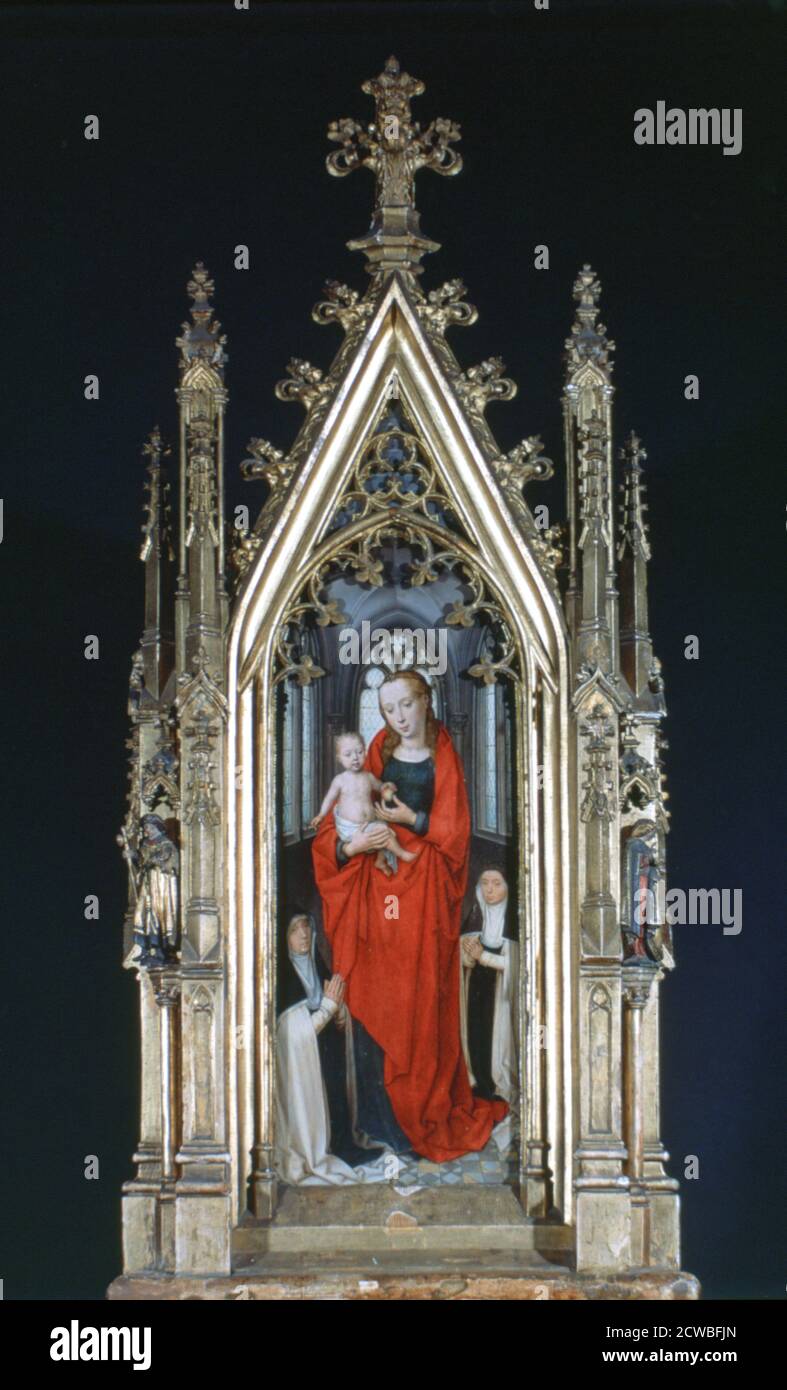 Jungfrau und Kind, St. Ursula Shrine', 1489 Künstler: Hans Memling. Hans Memling war der führende Künstler in Brügge. Sein Werk ist stark von Rogier van der Weyden beeinflusst. Stockfoto