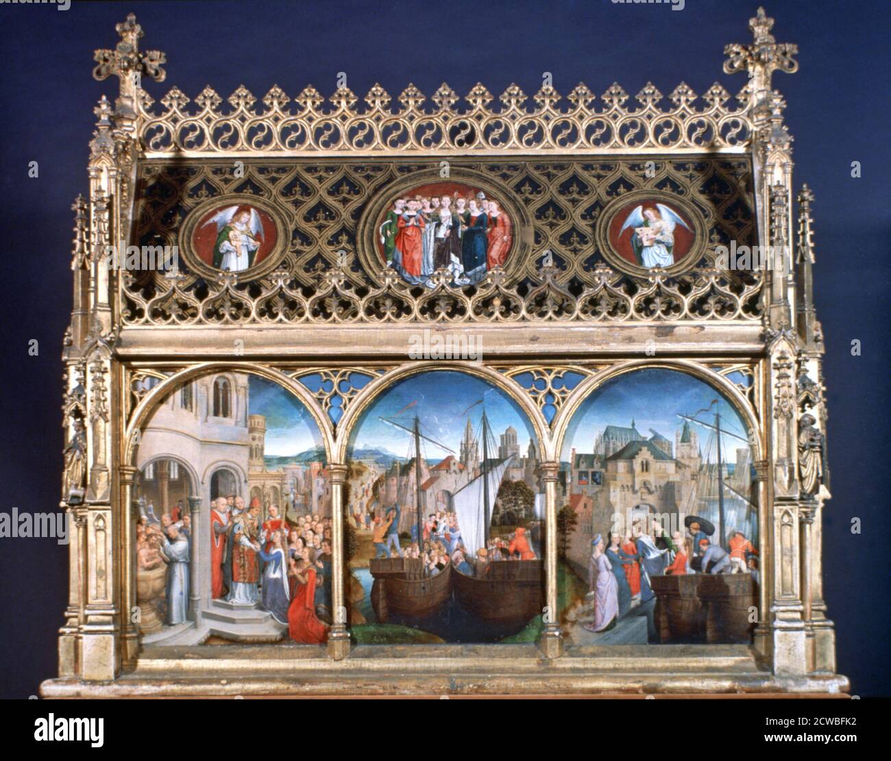 St. Ursula Shrine', 1489, Künstler: Hans Memling. Hans Memling war der führende Künstler in Brügge. Sein Werk ist stark von Rogier van der Weyden beeinflusst. Stockfoto