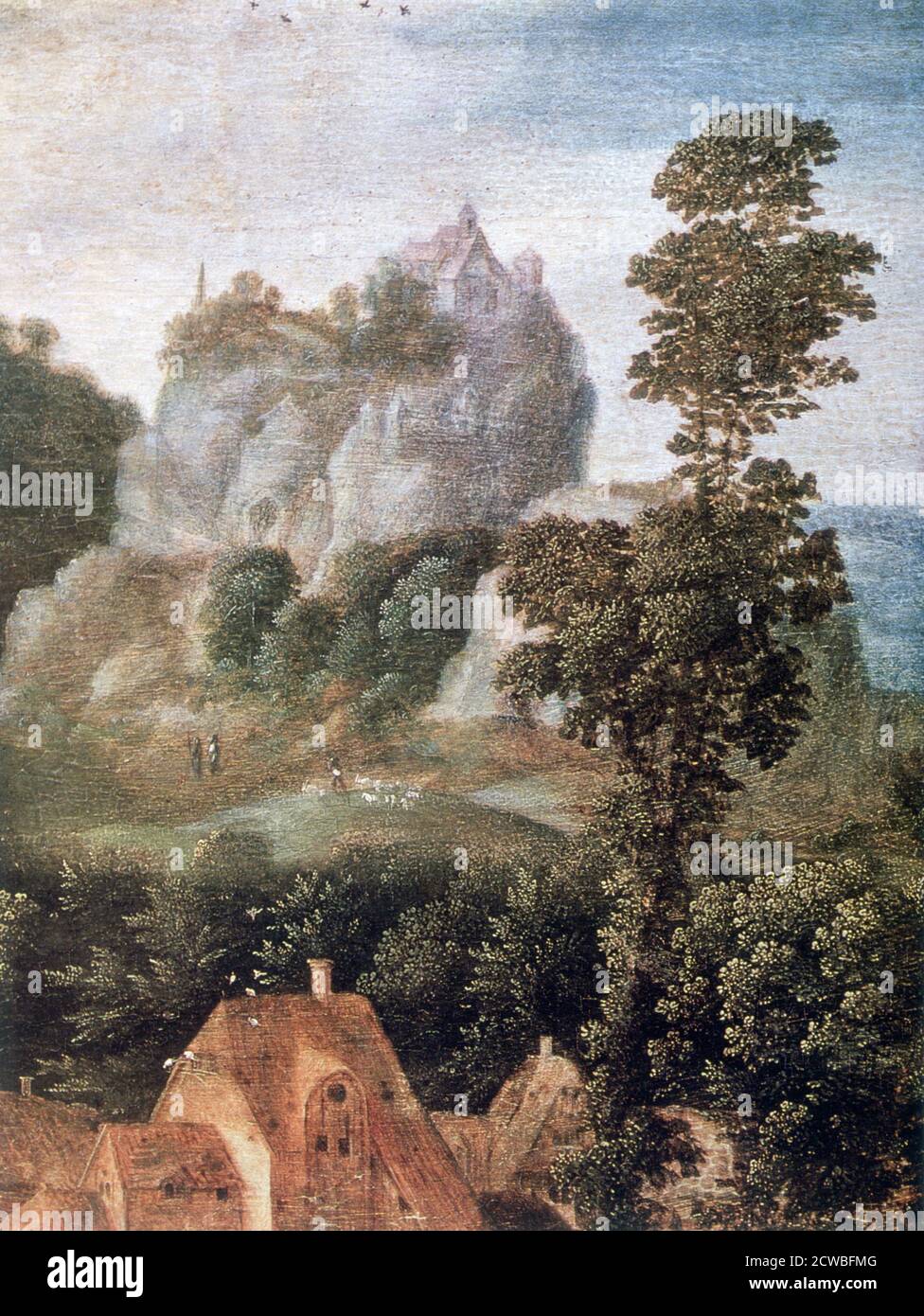 Flight into Egypt', (Detail), c1530-1550. Künstler: Herri met de Bles. Herri met de Bles (1510-1550) war flämischer Landschaftsmaler der Nordrenaissance und des Manierismus. Stockfoto