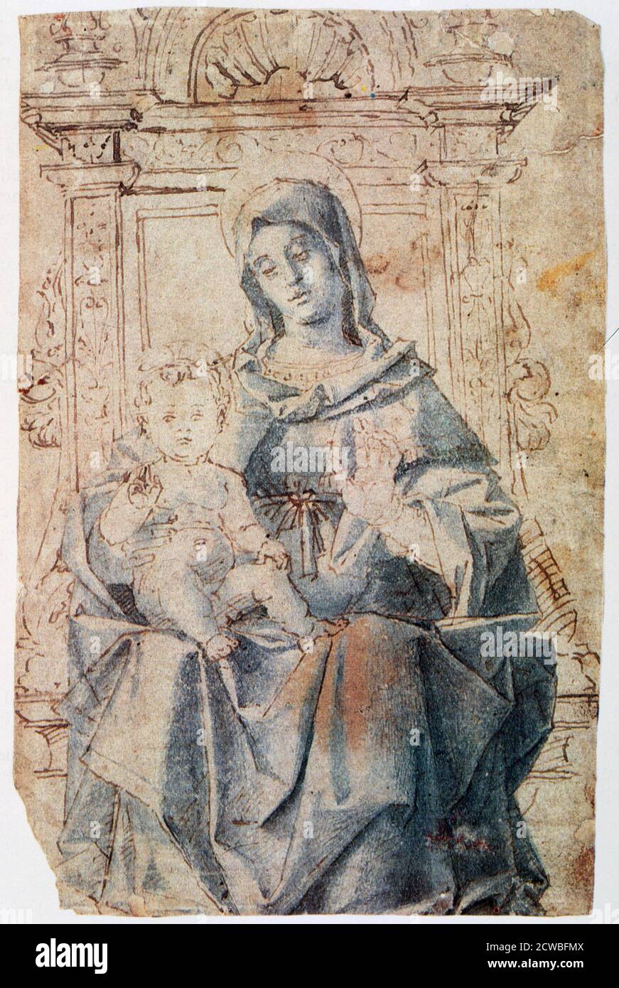Die Jungfrau und das Kind', c1470-1523. Künstler: Bartolomeo Montagna. Bartolomeo Montagna (1450-1523) war ein italienischer Renaissance-Maler, der hauptsächlich in Vicenza arbeitete. Stockfoto