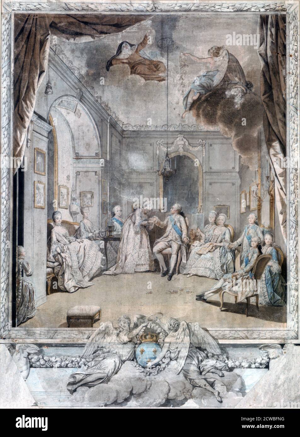 Frau Louise verabschiedet sich von ihrem Sohn', 1772. Künstler: Jean-Michel Moreau Stockfoto
