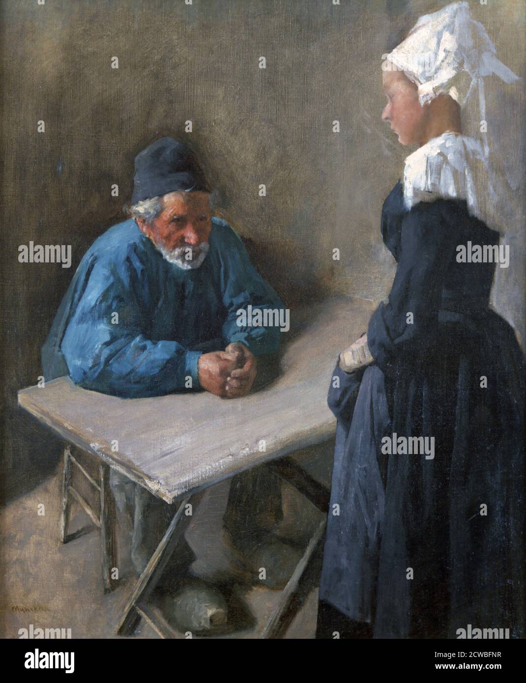 Die Verlobung der Magd', c1864-1900. Künstler: Mihaly Munkacsy. Mihaly Munkacsy (1844-1900) war ein ungarischer Maler. Mit seinen Genrebildern und großformatigen biblischen Gemälden erlangte er internationale Reputation. Stockfoto