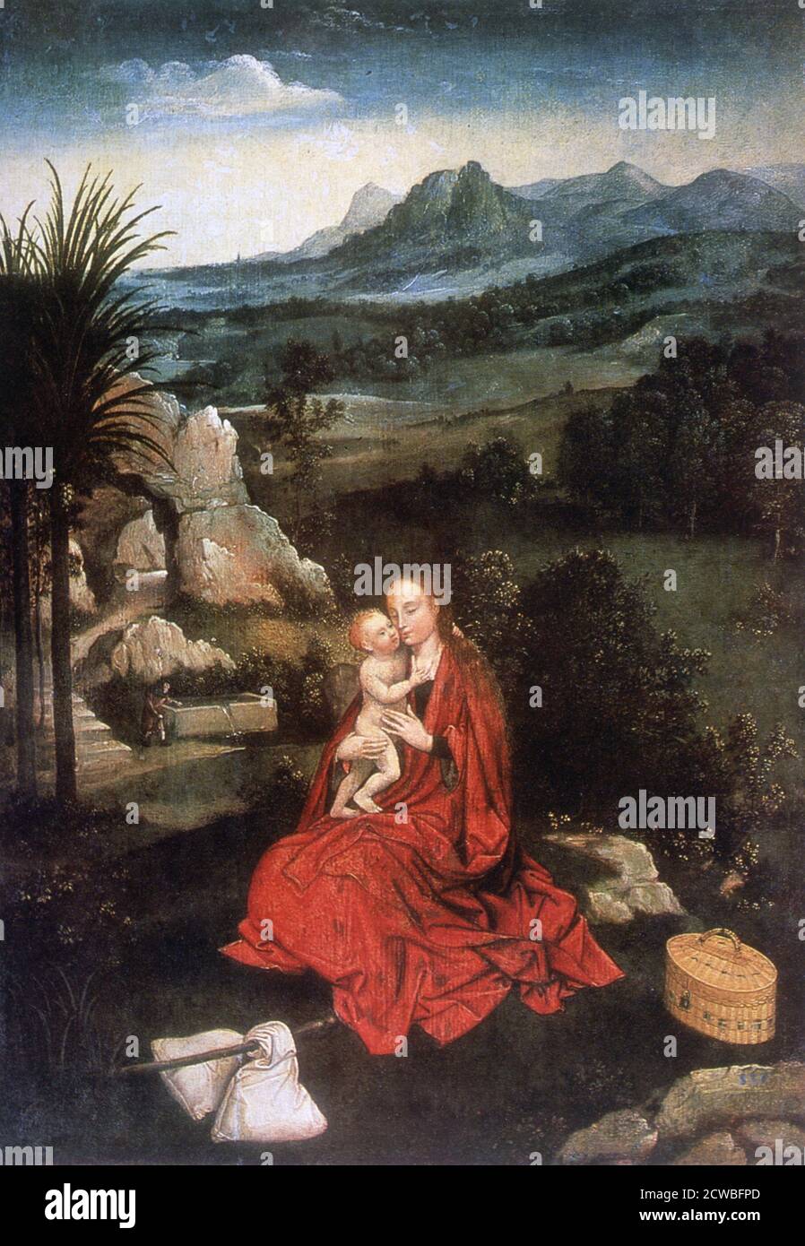 Der Rest auf der Flucht nach Ägypten', (Detail), c1500-1524. Künstler: Joachim Patinir. Joachim Patinir (1480-1524) war ein flämischer Renaissance-Maler der Geschichte und Landschaft Themen. Stockfoto