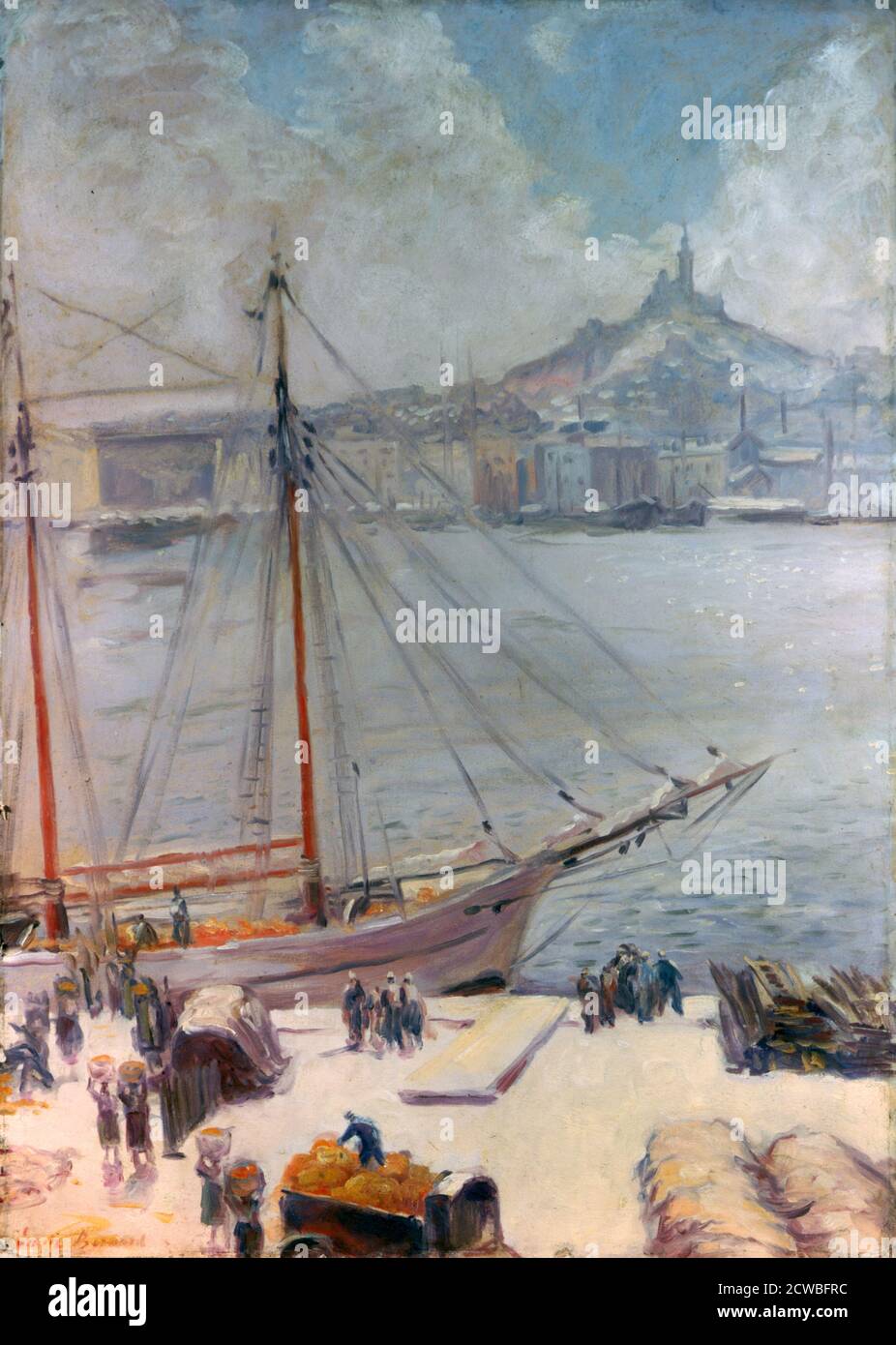 Marseille Quay', 1929. Künstler: Emile Bernard. Emile Bernard(1868-1941) war ein französischer Post-Impressionist-Maler und Schriftsteller, der künstlerische Freundschaften mit Vincent van Gogh, Paul Gauguin und Eugene Boch und zu einem späteren Zeitpunkt, Paul Cezanne hatte. Stockfoto