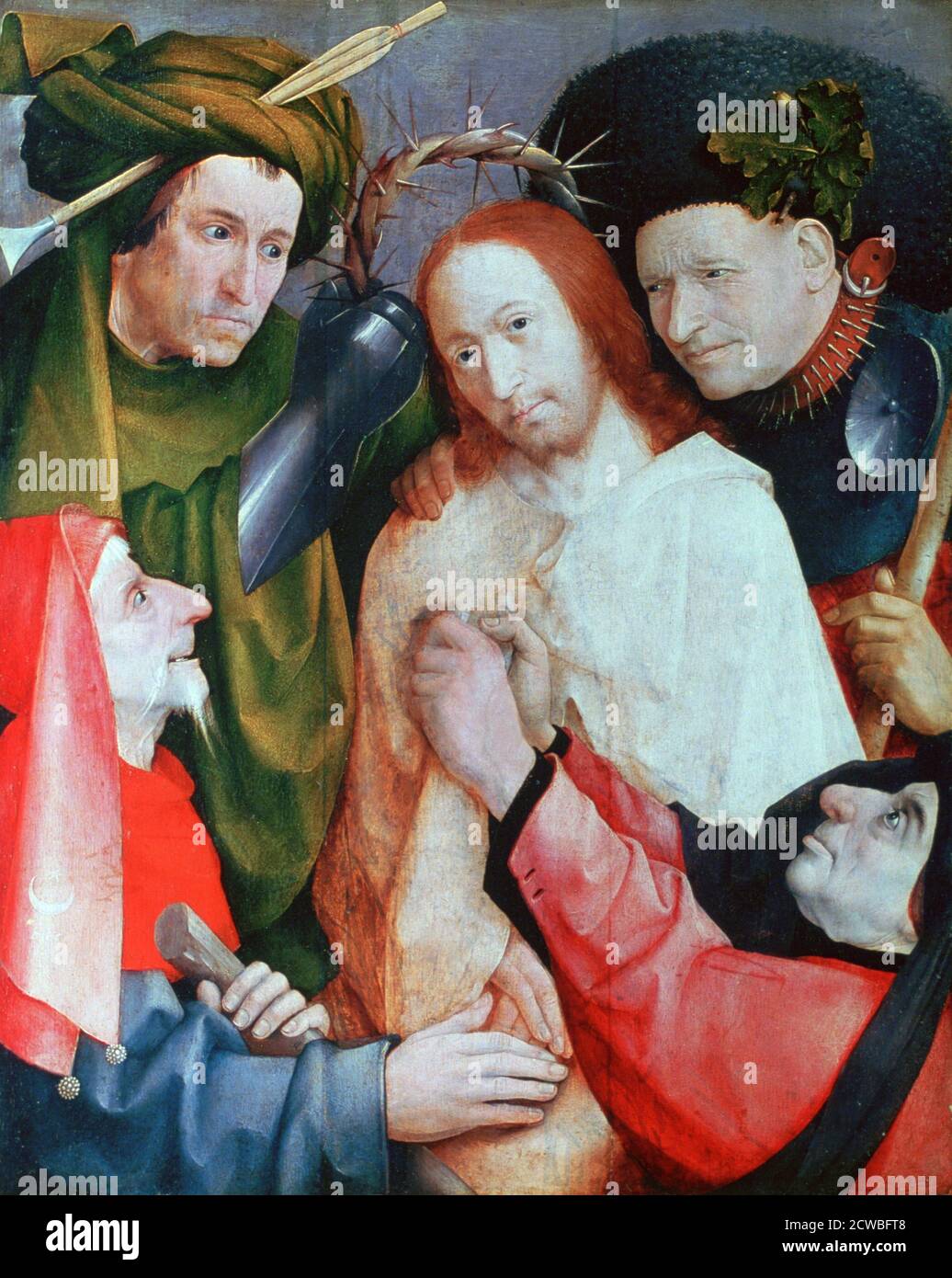 Christus verspottet (die Krönung mit Dornen)', c1490-1500. Künstler: Hieronymus Bosch. Hieronymus Bosch ist einer der bedeutendsten Künstler der frühniederländischen Malschule. Seine Arbeit, bestehend aus Öl auf Holz Gemälde enthält fantastische Illustrationen von religiösen Konzepten und Erzählungen. Stockfoto