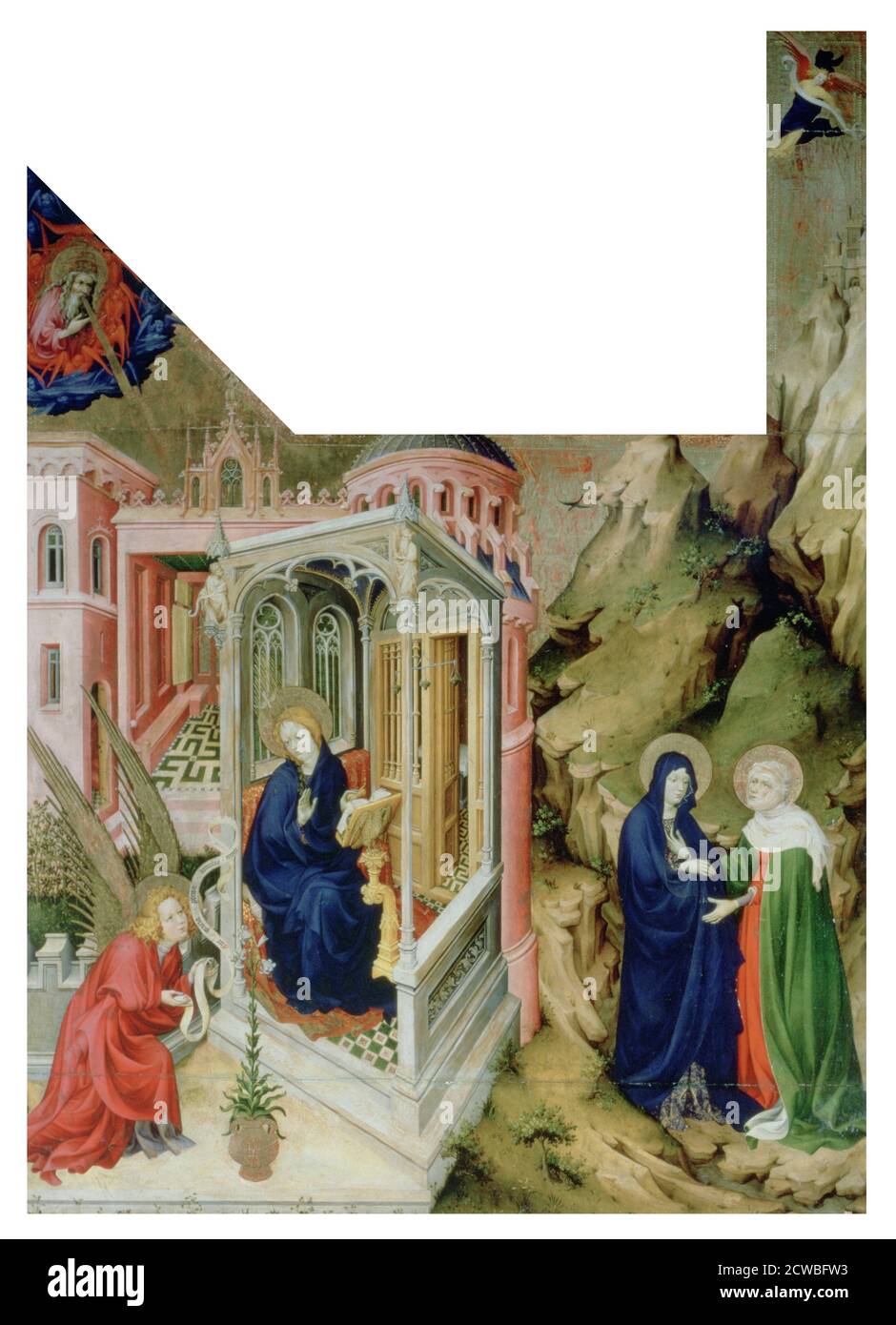 Verkündigung und Visitation', 1394-1399, Künstler: Melchior Broederlam. Linke Tafel eines Altartriptychons im Kartäuserkloster in Dijon, Frankreich. Stockfoto