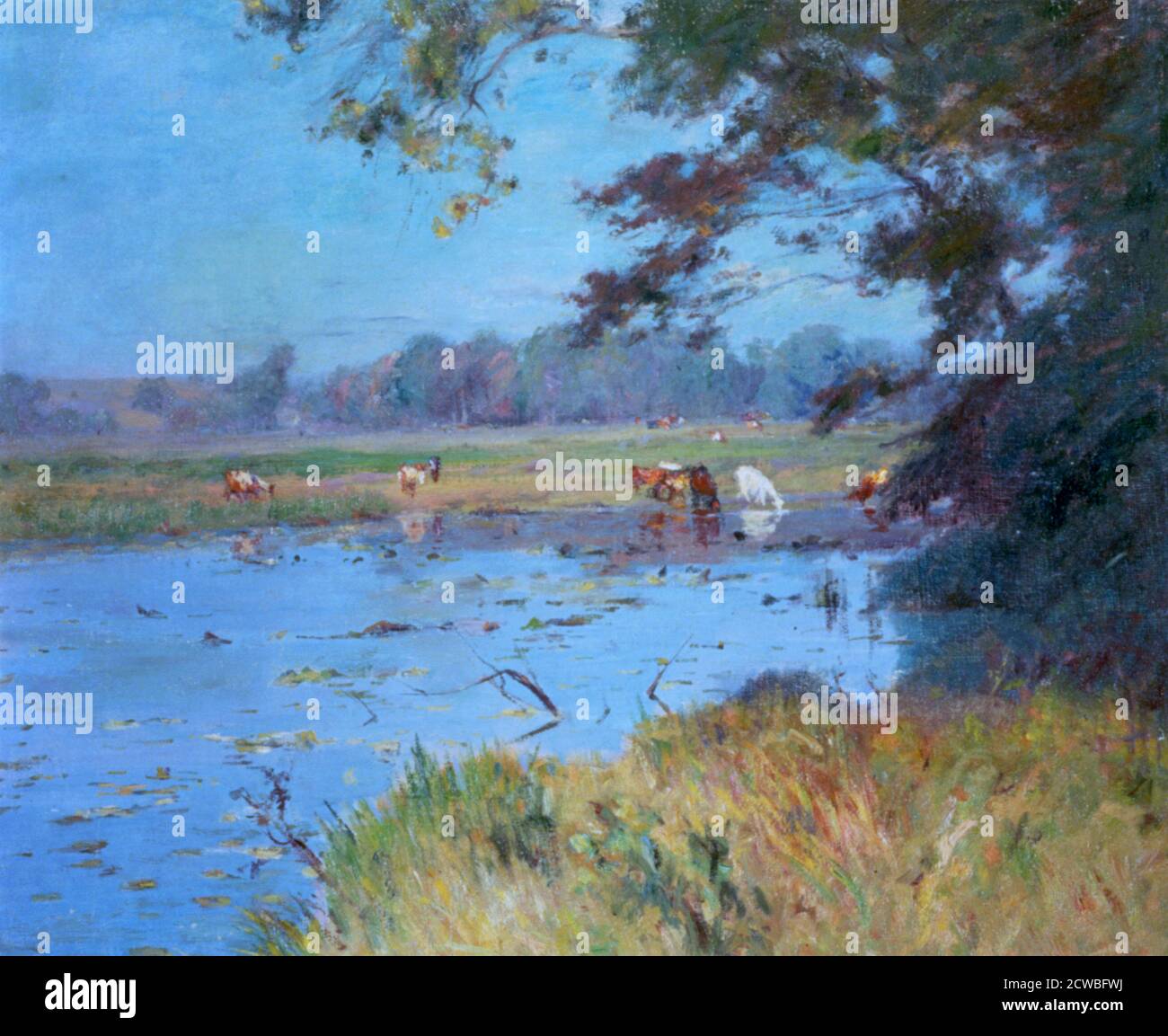 The Watering Pond', c1868-1917. Künstler: Walter Clark. Walter Clark (1848-1917) war ein amerikanischer Landschaftskünstler. Stockfoto