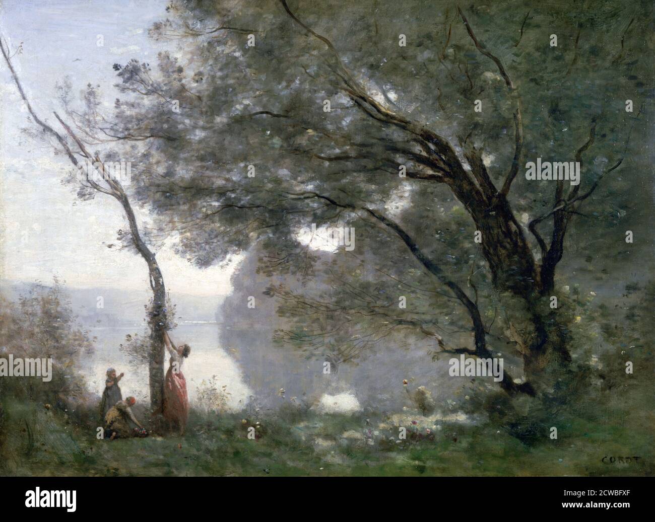 Souvenir von Mortefontaine', 1864. Künstler: Jean-Baptiste-Camille Corot. Jean-Baptiste-Camille Corot (1796-1875) war ein französischer Landschafts- und Porträtmaler sowie eine Kupferdruckradierung. Stockfoto