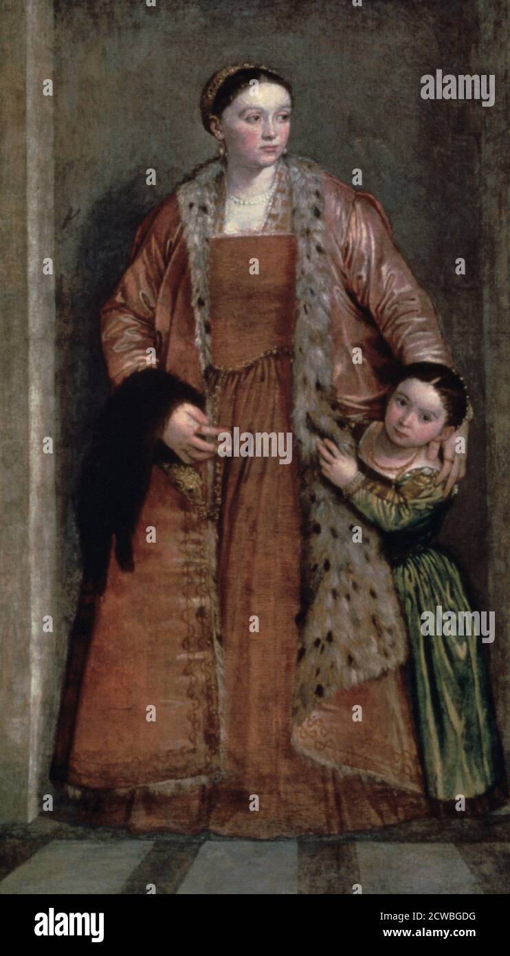 Porträt der Gräfin Livia da Porto Thiene und ihrer Tochter' von paolo veronese, c1551. Aus der Sammlung der Walters Art Gallery, Baltimore, USA Stockfoto