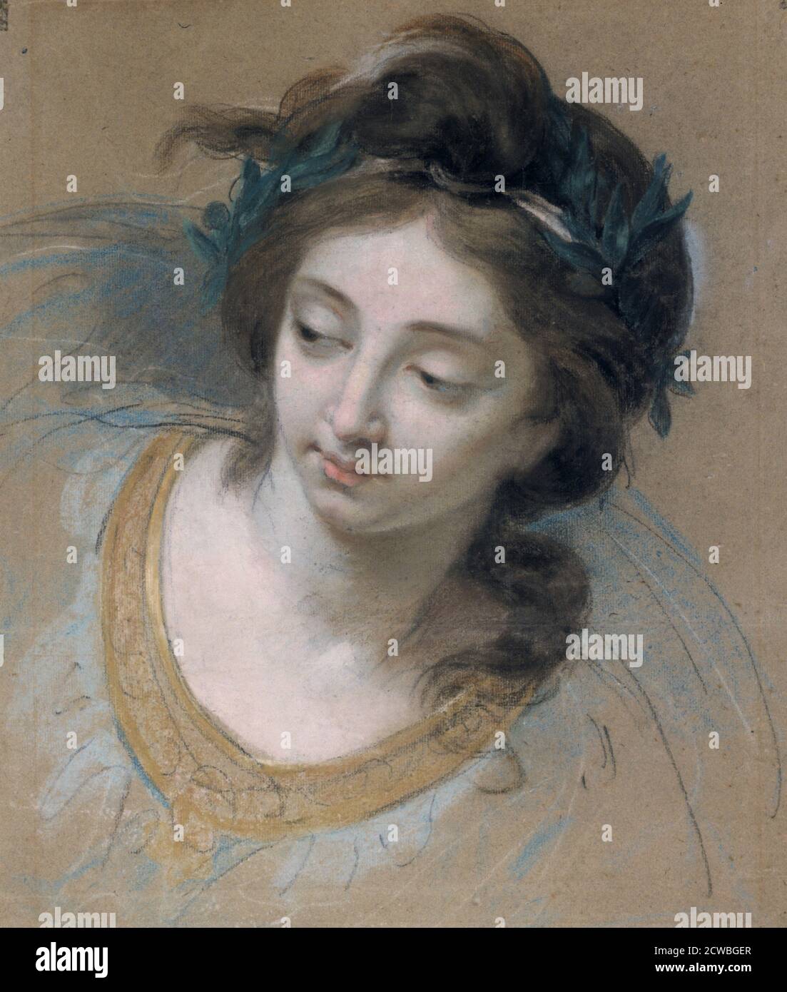 Woman's Head", oder "Peace Reaping Abundance" von Marie Louise Elisabeth Vigee-Lebrun, 1780. Aus der Sammlung der Ecole des Beaux-Arts, Paris, Frankreich. Stockfoto