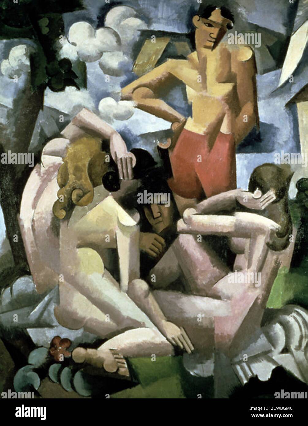 Die Badegäste, 1912, Öl auf Leinwand von Roger de La Fresnaye (1885 - 1925); französischer Kubismaler. Stockfoto