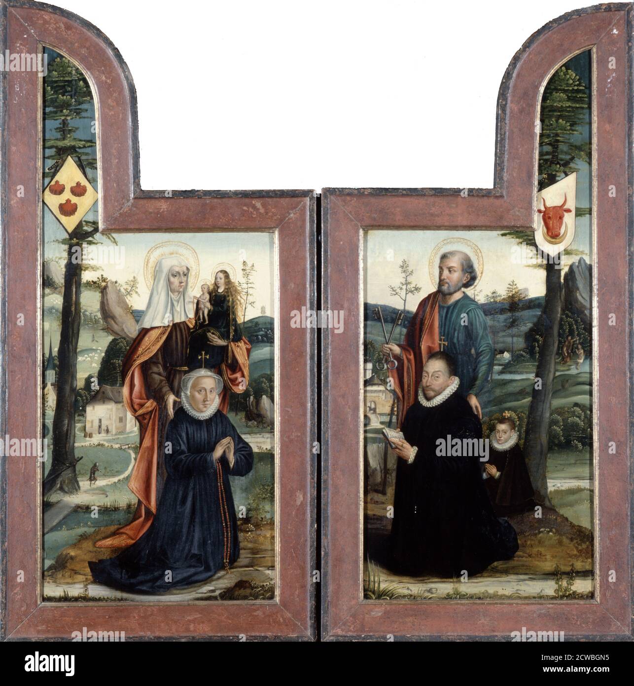 Triptychon mit St. Peter und St. Anne', von Bernaert van Orley, Vorderseite, 16. Jahrhundert. Stockfoto