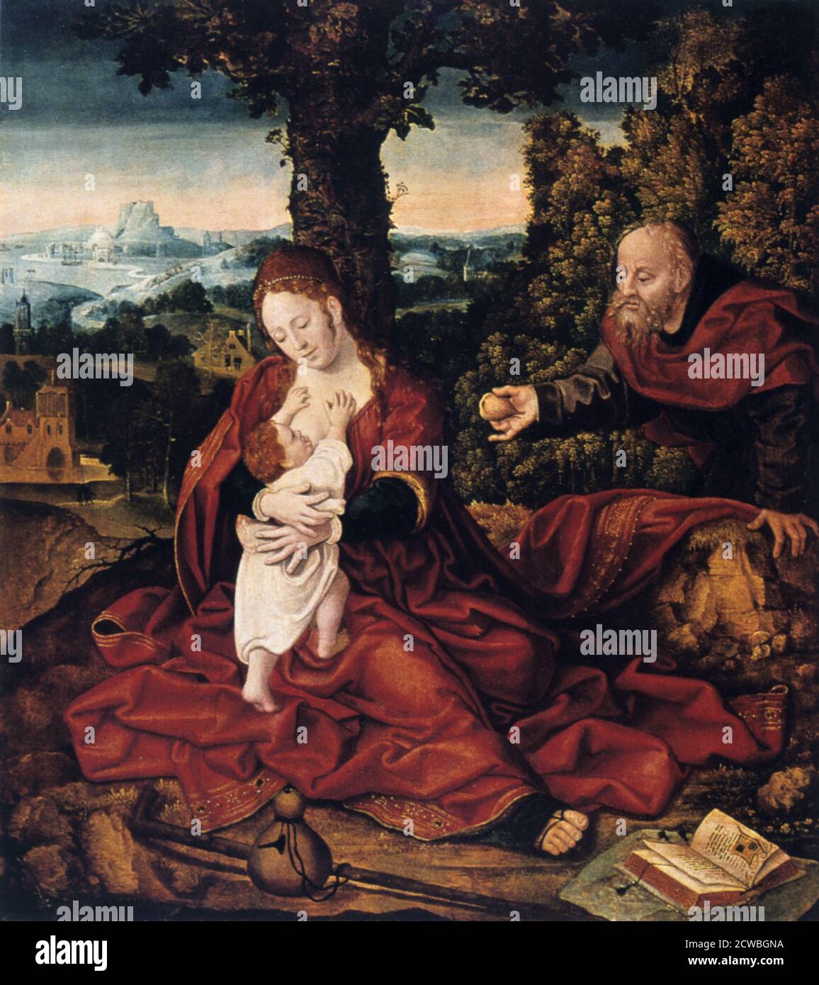 Der Rest auf der Flucht nach Ägypten', von Bernaert van Orley, 16. Jahrhundert. Stockfoto