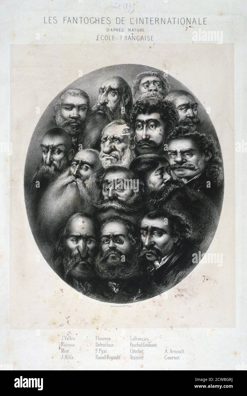 Les Fantoches de L'Internationale, Karikatur auf der Kommunisten. Frankreich 19. Lithographie. Private Sammlung. Stockfoto