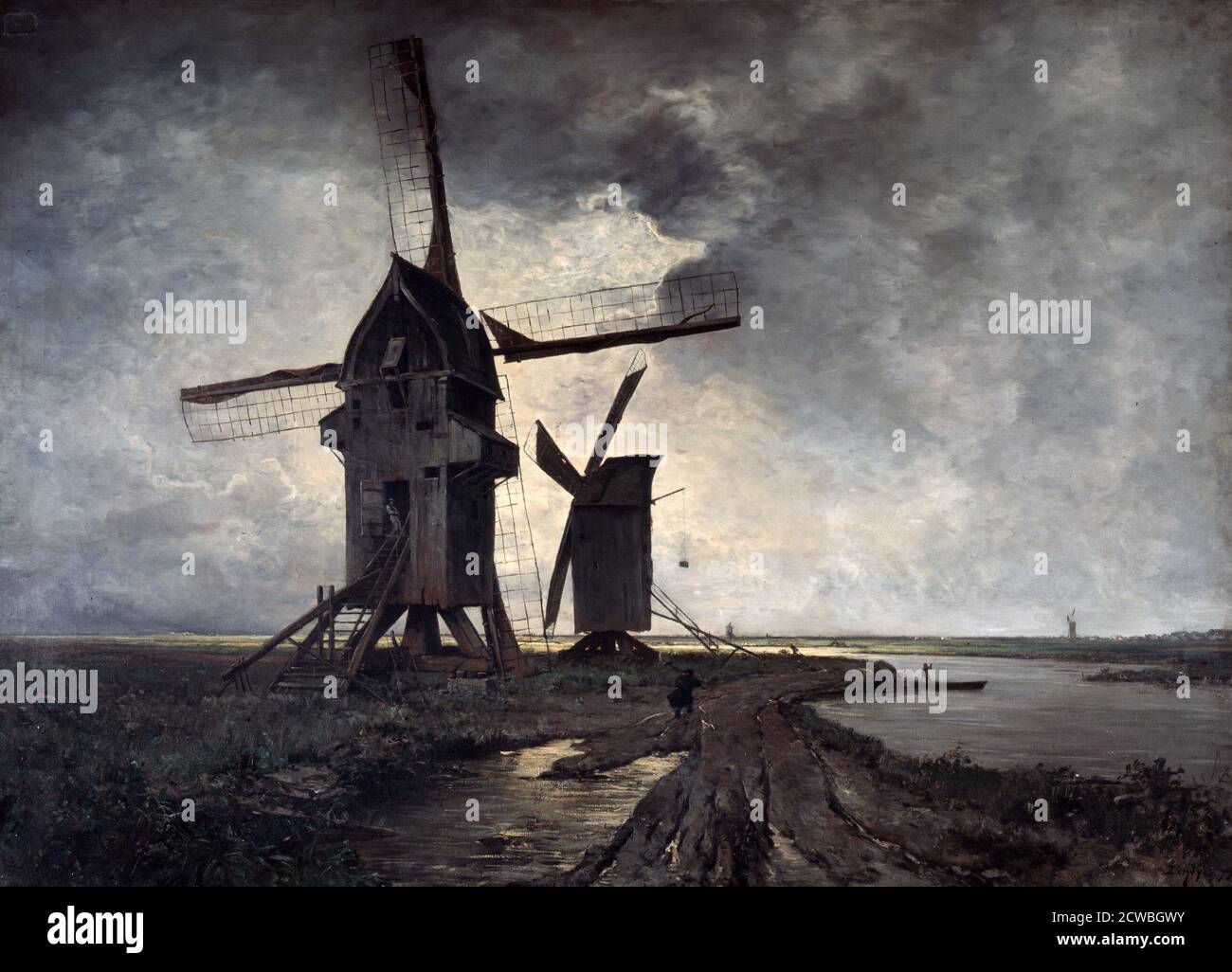 Windmühlen der umliegenden Landschaft von Lille' von Emmanuel Lansyer, 1877. Stockfoto