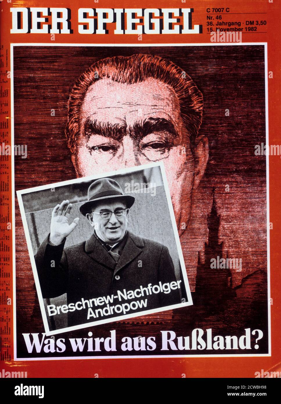 Der Spiegel Frontabdeckung, 1982. Juri Andropow ersetzt Leonid Breschnew als sowjetischen Führer. Stockfoto