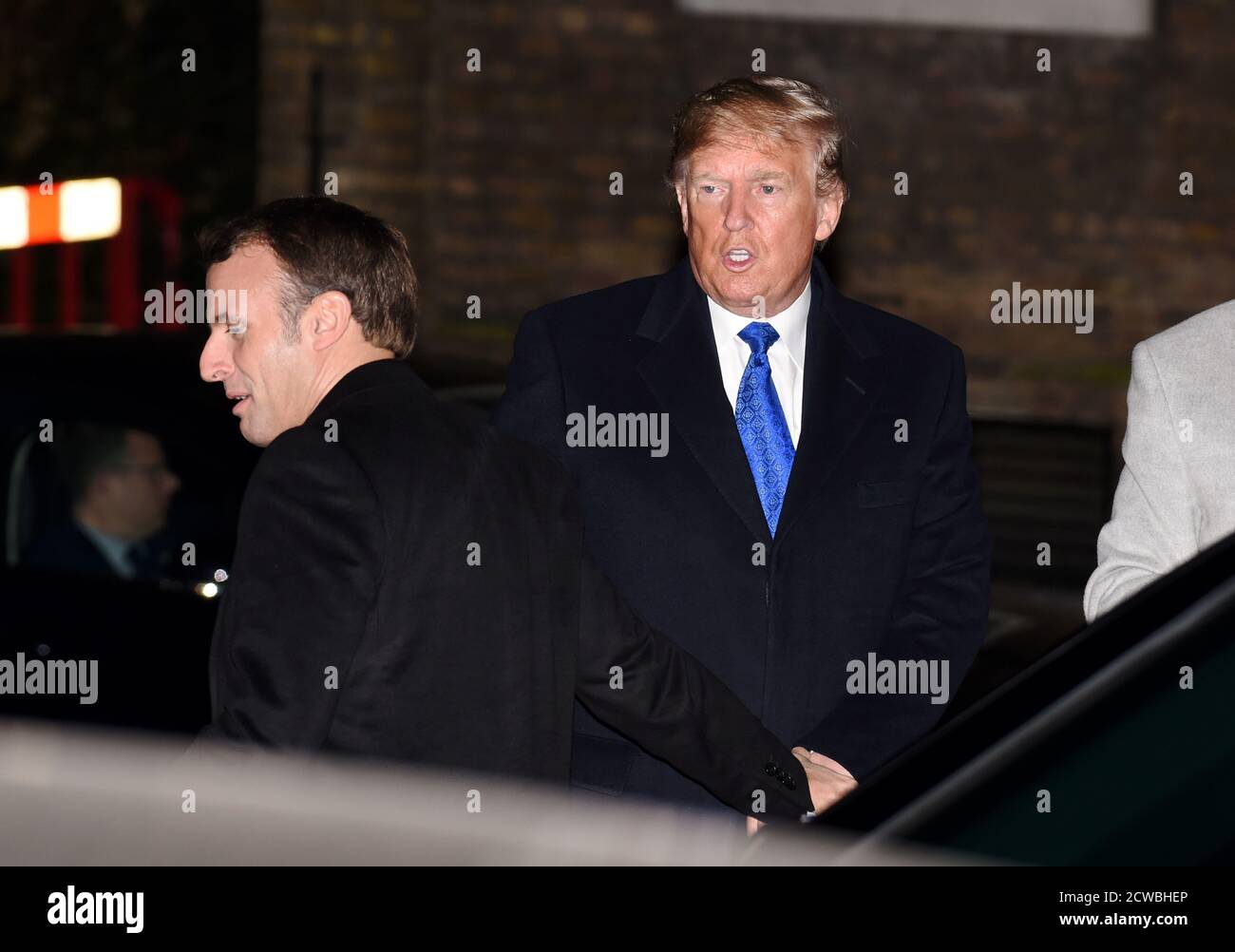 Foto von Emmanuel Macron, Präsident Frankreichs, beim NATO-Gipfel in London, Dezember 2019. Stockfoto