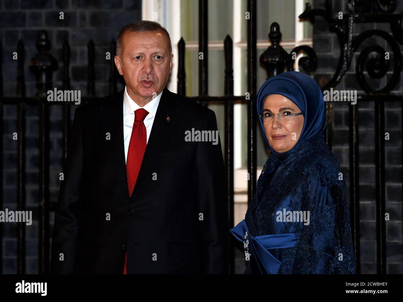 Foto von Recep Tayyip Erdogan, Präsident der Republik Türkei, beim NATO-Gipfel in London, Dezember 2019. Stockfoto