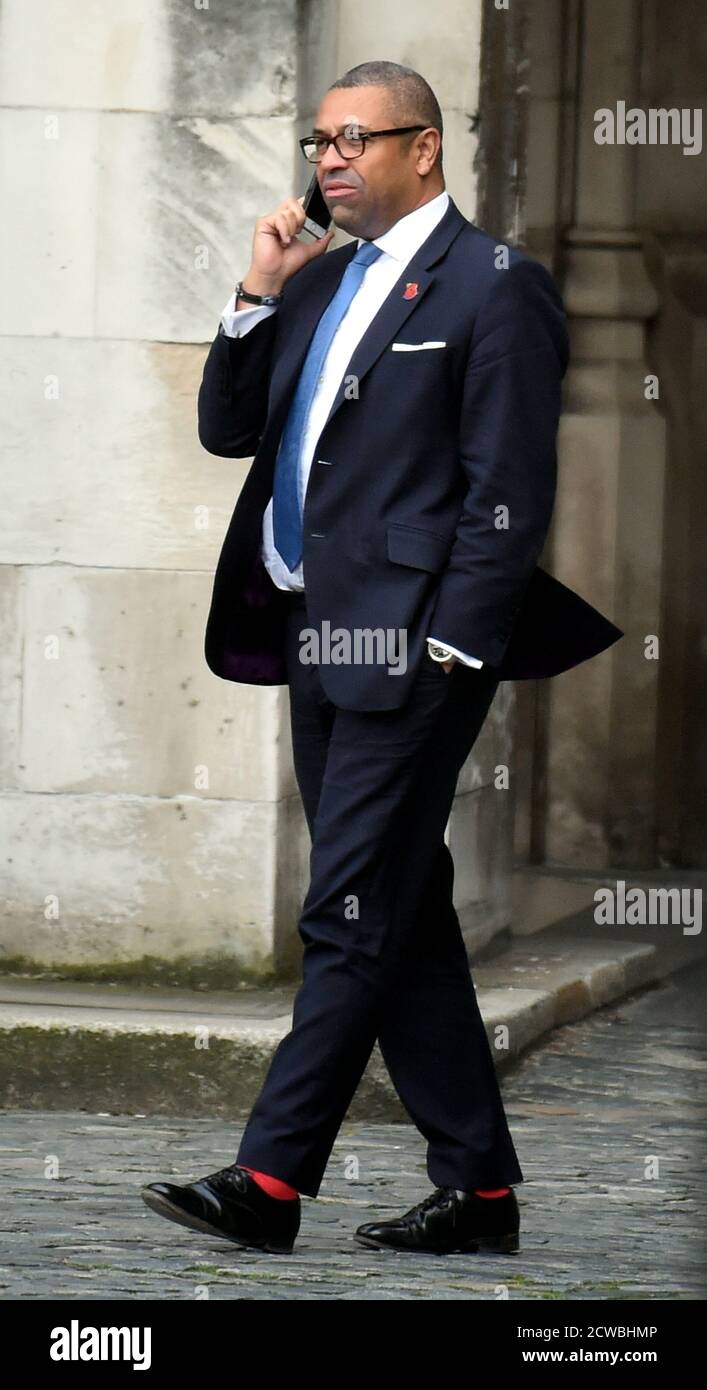 Foto von James geschickt. James Spencer Cleverly (1969-) ein britischer konservativer Politiker, der seit 2019 neben Ben Elliot als Co-Vorsitzender der Konservativen Partei und seit 2015 als Parlamentsmitglied für Braintree tätig ist. Zuvor war er von 2018 bis 2019 stellvertretender Vorsitzender der Konservativen Partei Stockfoto