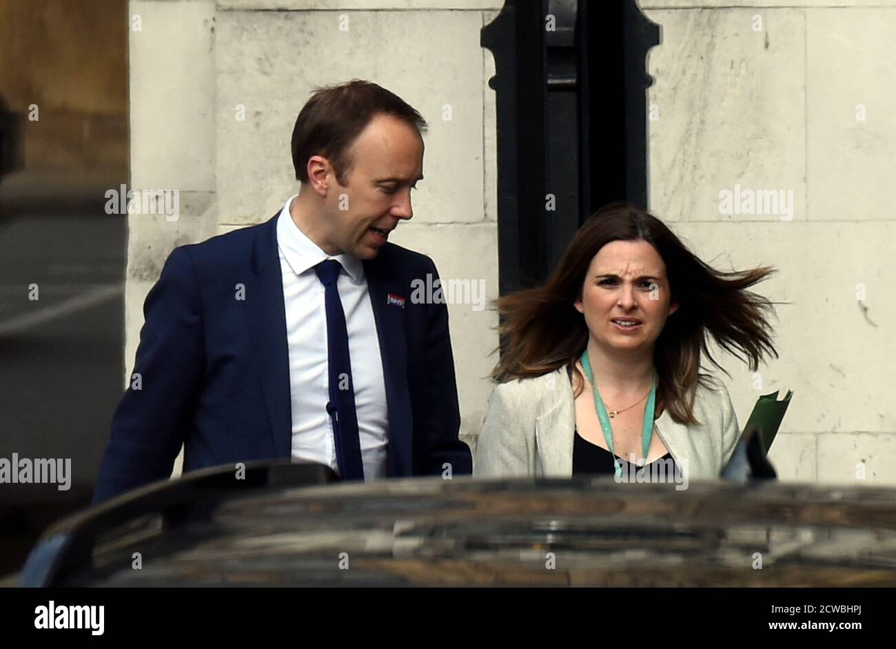 Foto von Matt Hancock. Matthew John David Hancock (1978) britischer Politiker, der seit 2018 als Staatssekretär für Gesundheit und Soziales tätig ist. Als Mitglied der Konservativen Partei ist er seit 2010 Abgeordneter des West Suffolk. Stockfoto