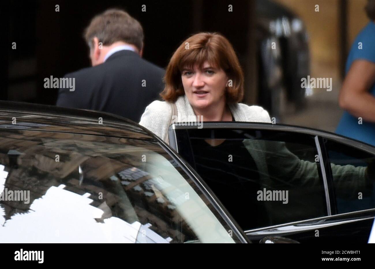 Foto von Nicky Morgan. Nicola Ann Morgan, Baroness Morgan of Cotes (1972-) eine britische Politikerin, die als Staatssekretärin für Digital, Kultur, Medien und Sport dient. Stockfoto