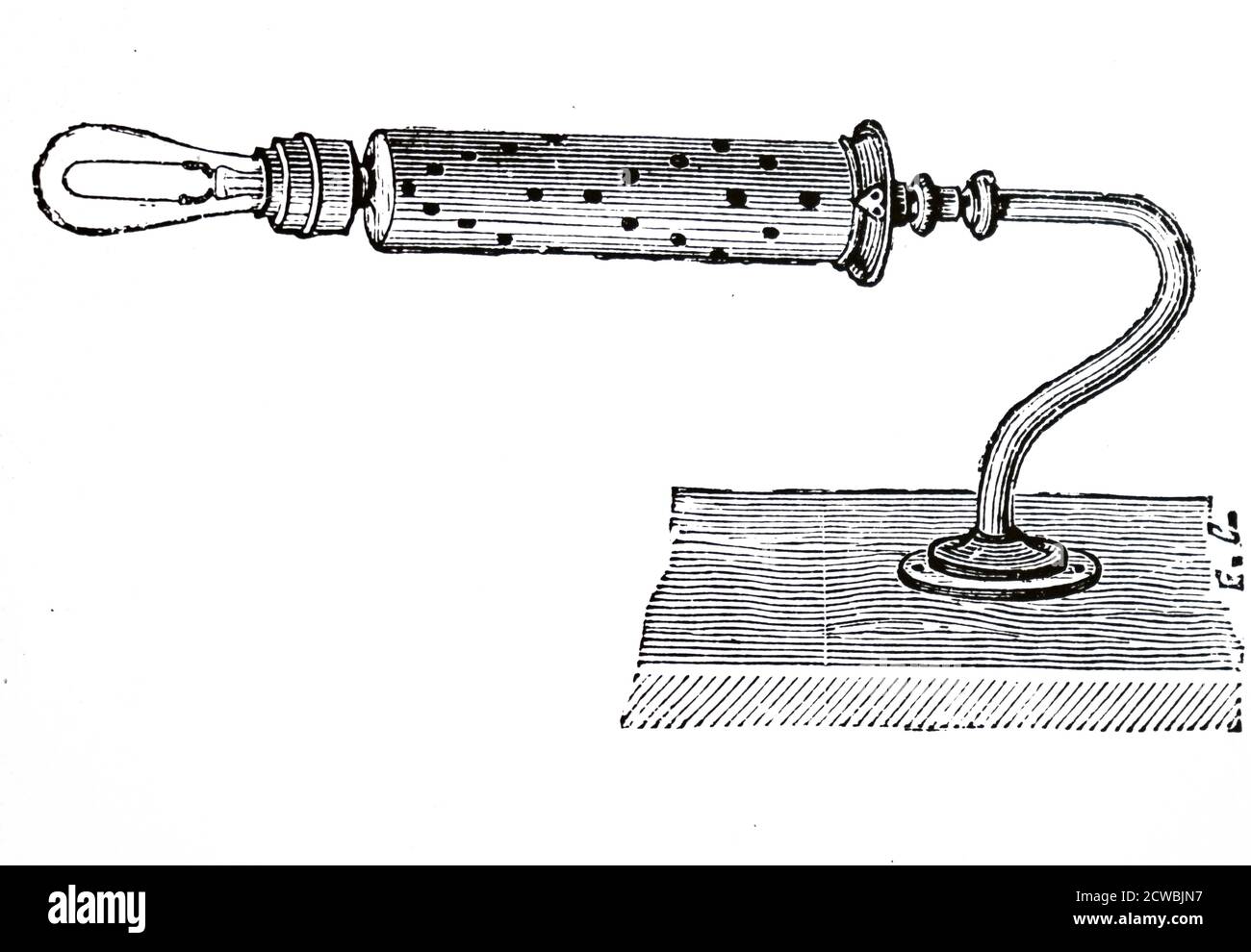 Gravur Darstellung Edisons Lampenregler für den Einsatz im Theater zu geben Dimmen und Überflutung von Hausbeleuchtung. Stockfoto