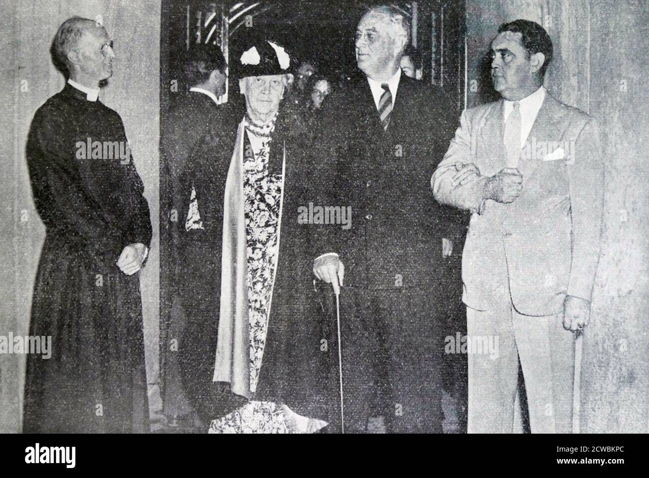 Schwarz-Weiß-Foto von US-Präsident Franklin D. Roosevelt (1882-1945) und seiner Mutter Sara Roosevelt (1854-1941). Stockfoto