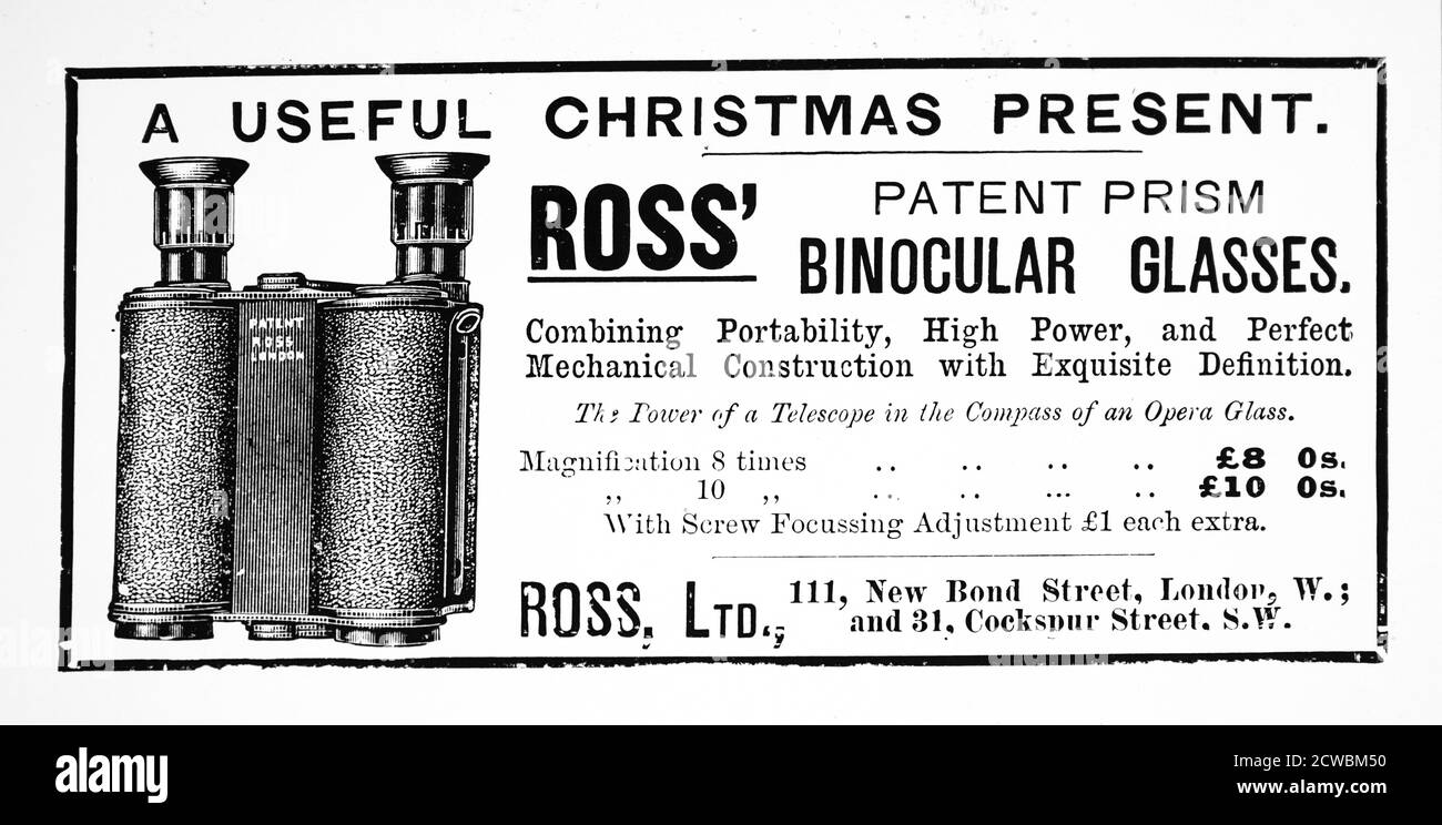 Werbung für Ross's Fernglas. Stockfoto