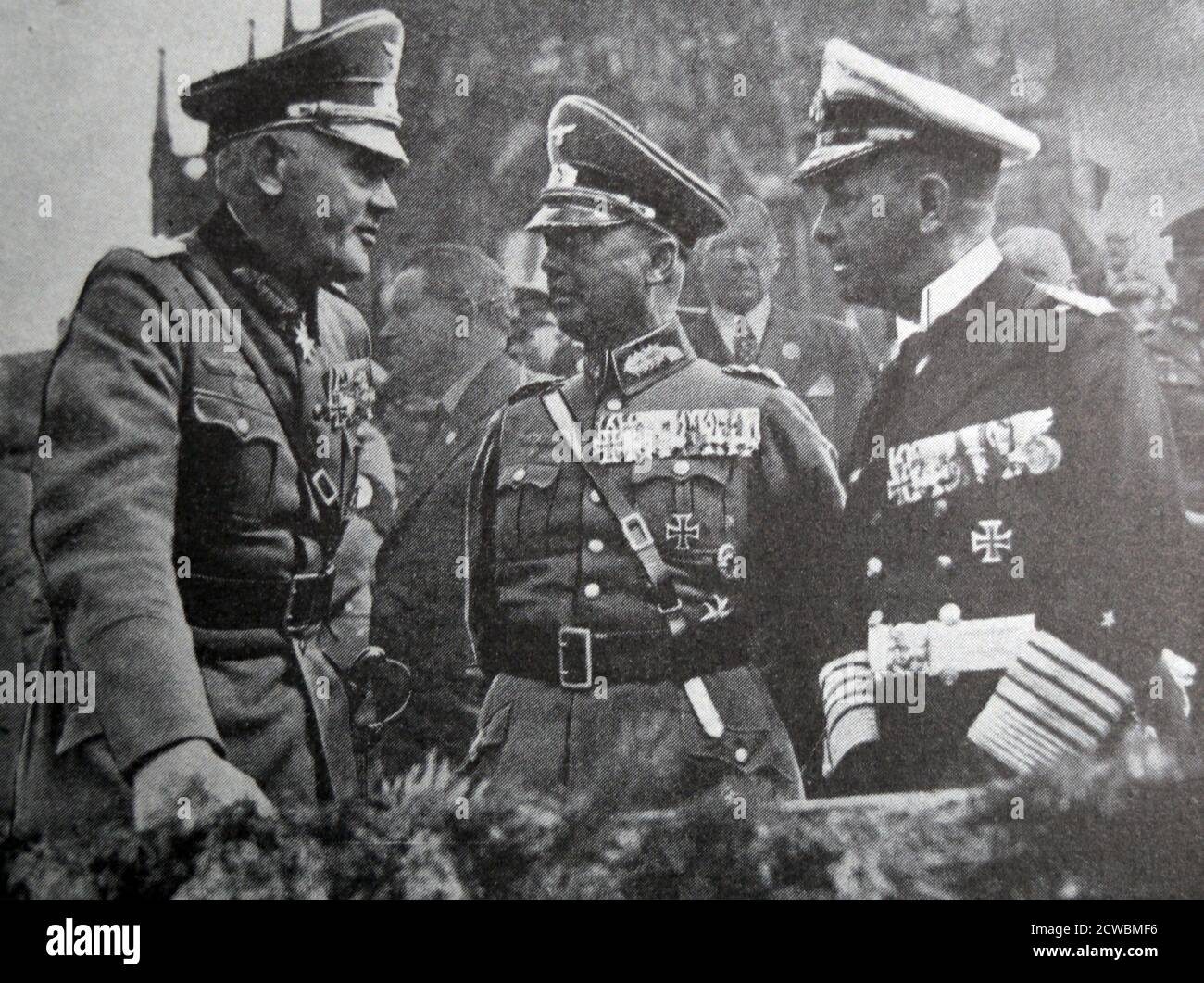 Schwarz-Weiß-Foto von deutschen Offizieren auf dem Nürnberger Kongress. Stockfoto