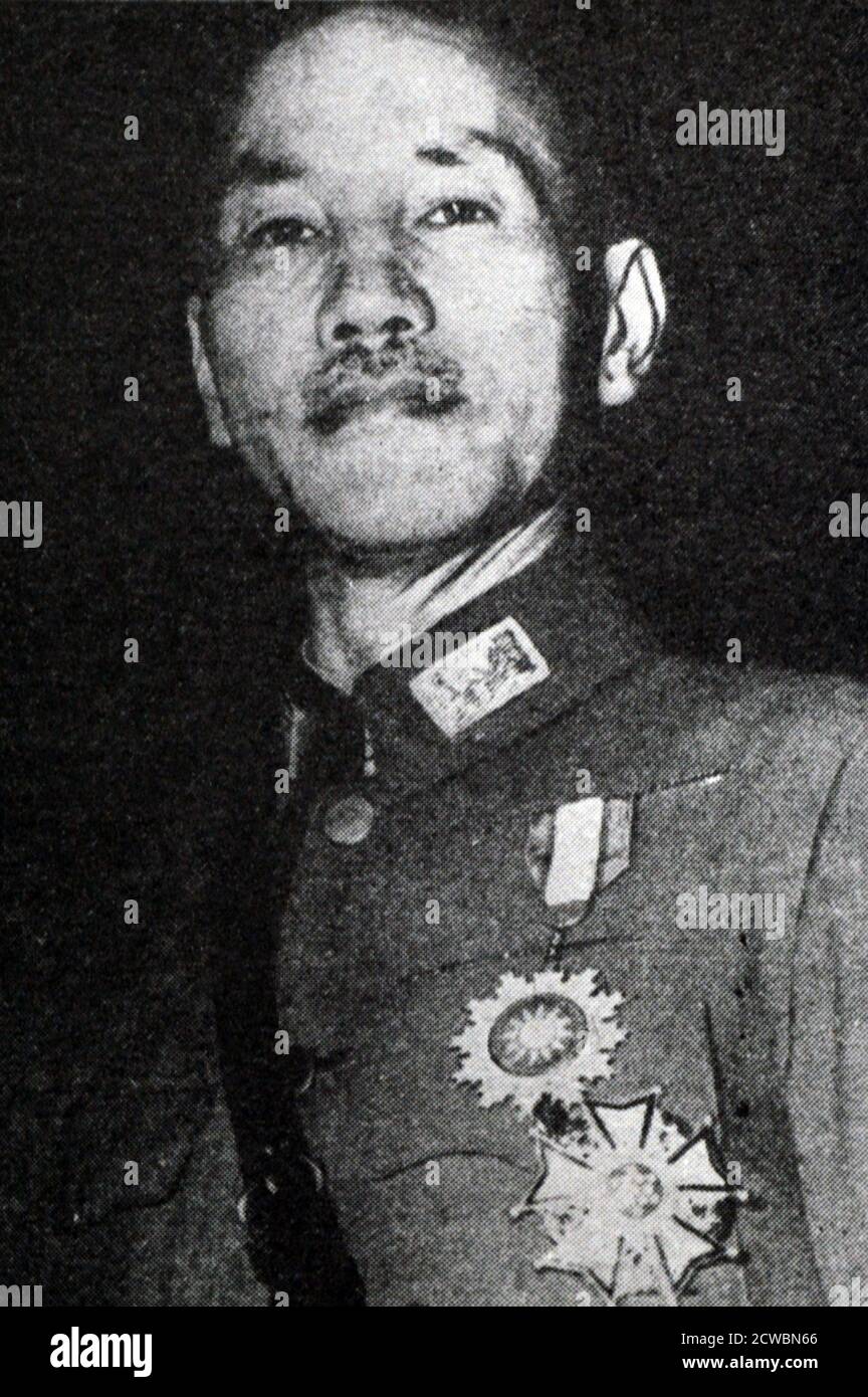 Schwarz-Weiß-Fotografie des chinesischen Generals Chiang Kai-Shek (1887-1975). Stockfoto