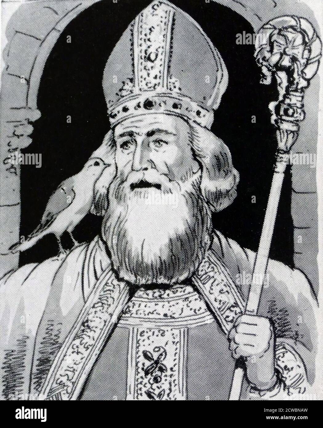 Abbildung zeigt St. David (c. 500 - c. 589) Welsh Bischof von Mynyw (jetzt St. Davids) während des 6. Jahrhunderts. Er ist der schutzpatron von Wales. Stockfoto