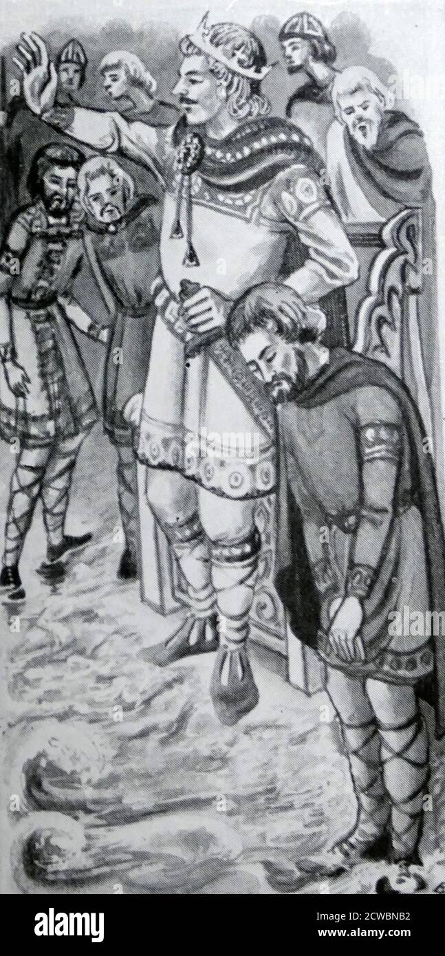 Abbildung zeigt Knut Sweynsson (gest. 1035), bekannt als Knut der große ...