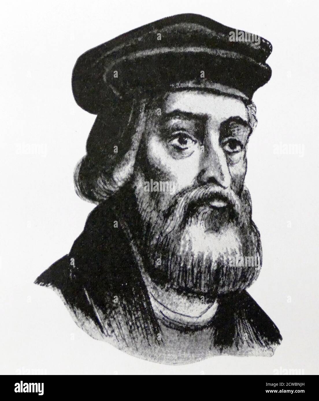 Abbildung zeigt John Wycliffe (c. 1320s - 1384); Englisch scholastischen Philosophen, Theologe, biblische Übersetzer, Reformator, Priester, und ein Seminar Professor an der Universität Oxford. Er wurde ein einflussreicher Dissident innerhalb der römisch-katholischen Priesterschaft während des 14. Jahrhunderts und gilt als wichtiger Vorgänger des Protestantismus. Stockfoto