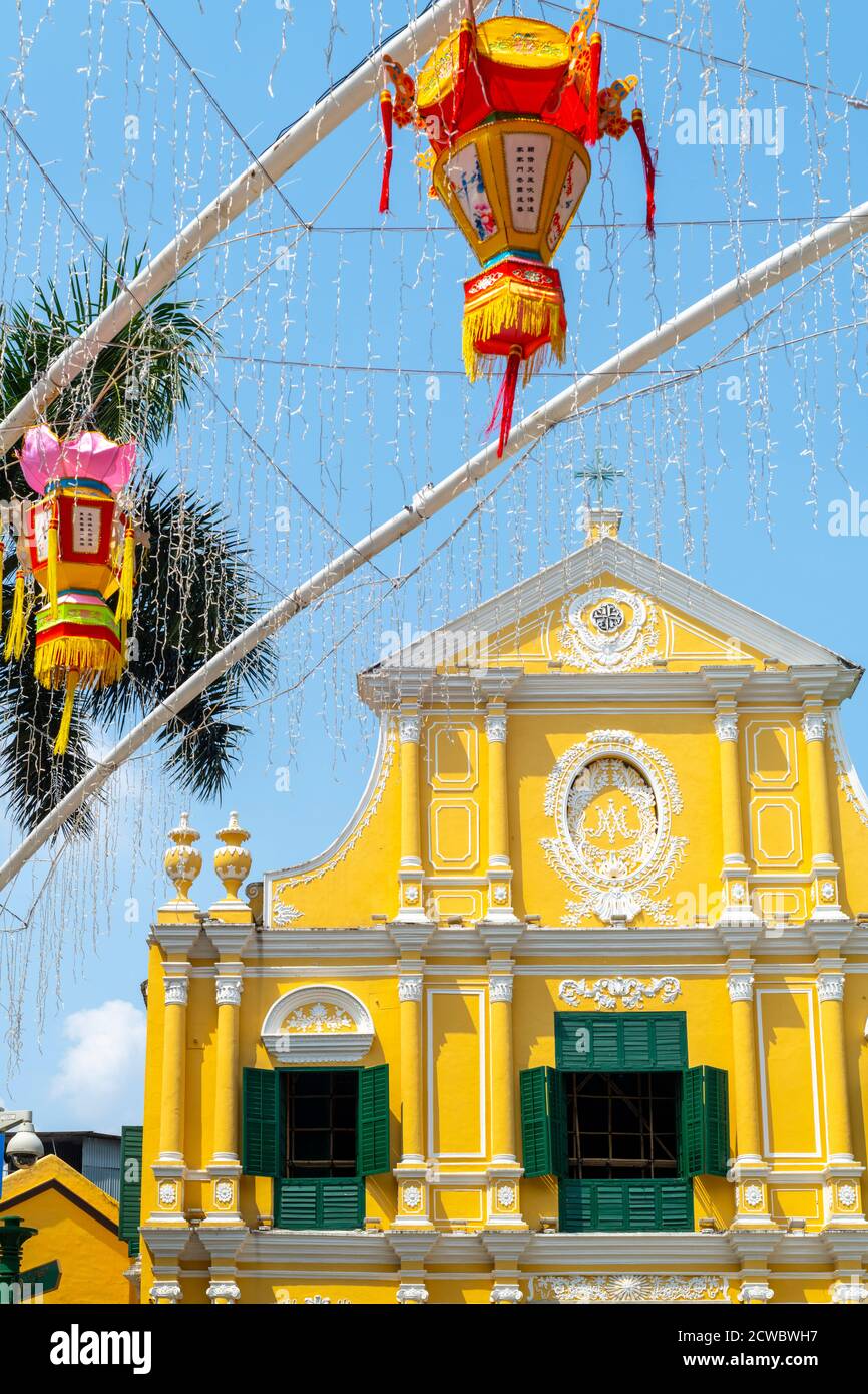 Außenansicht der Kirche St. Dominic in Macau. Stockfoto