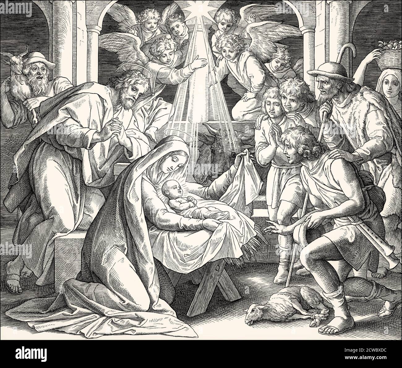 Die Geburt Jesu Christi, von Julius Schnorr von Carolsfeld Stockfotografie - Alamy