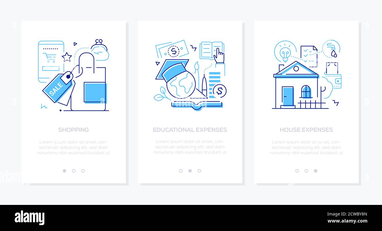 Budget-Kategorien - Linie Design Stil Web-Banner Stock Vektor